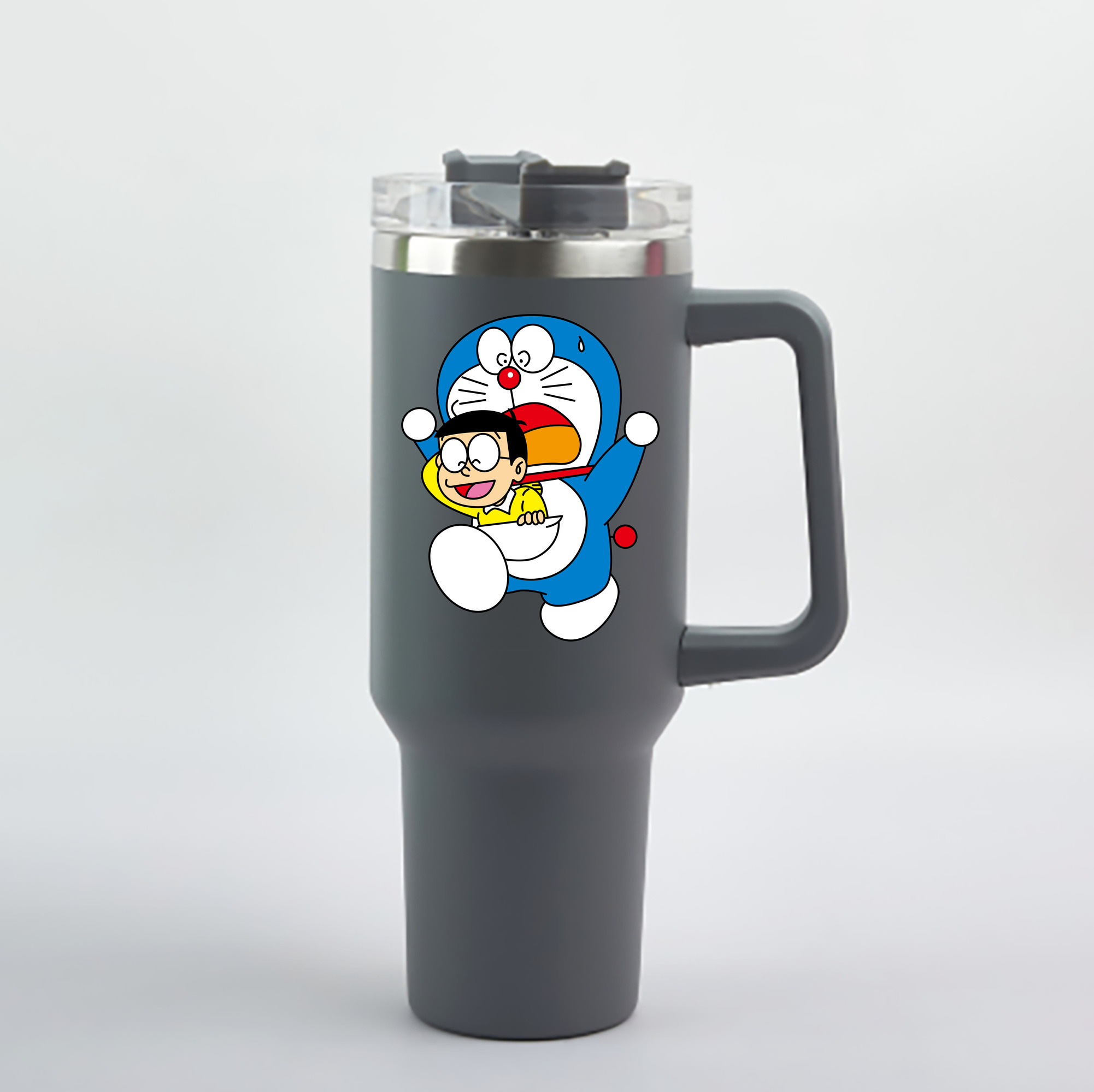 （画像用） ドラえもん Doraemon 1200mL車用タンブラー - クリスタルステッカー（プラスチックストロー付き）