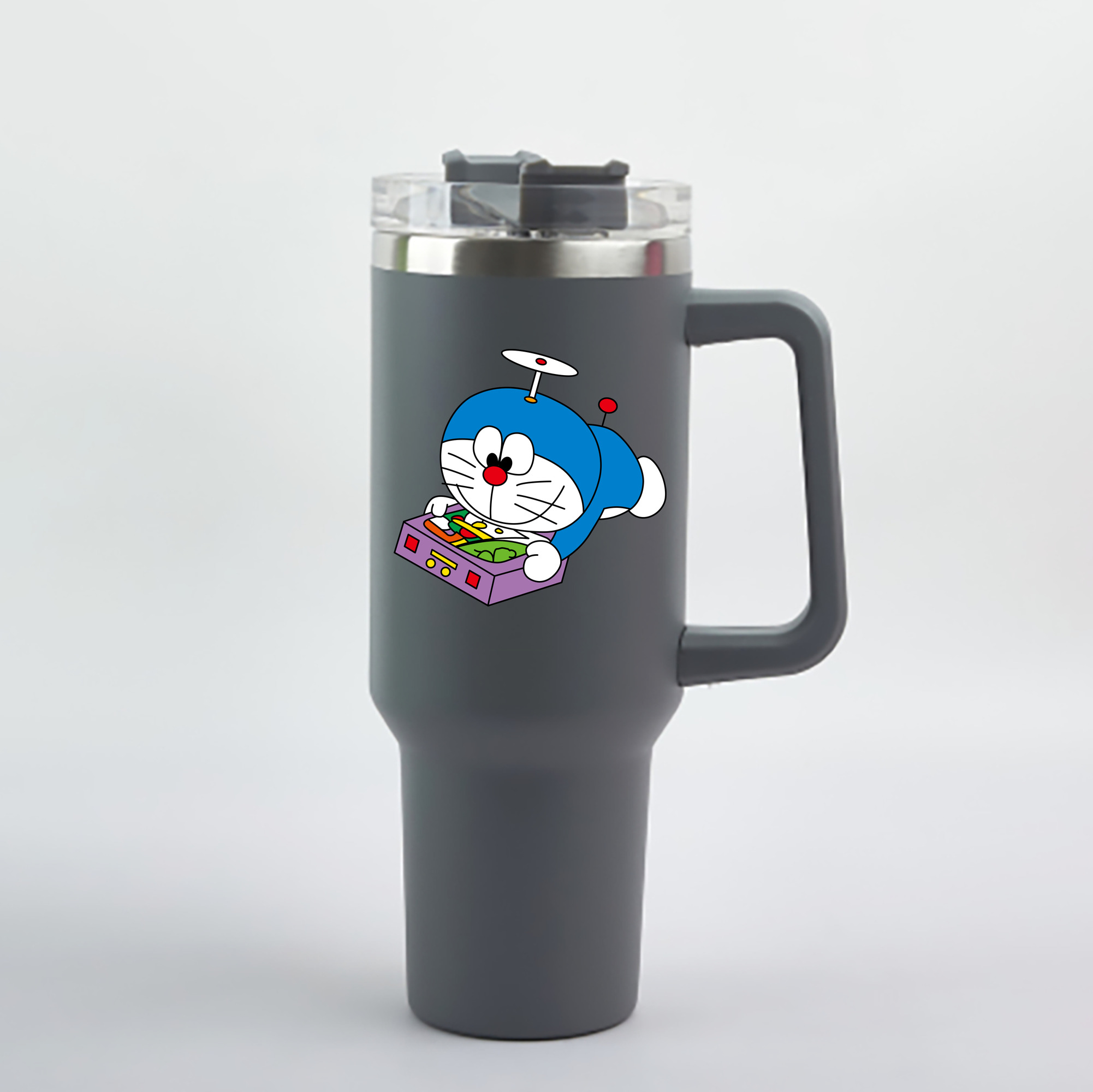 （画像用） ドラえもん Doraemon 1200mL車用タンブラー - クリスタルステッカー（プラスチックストロー付き）