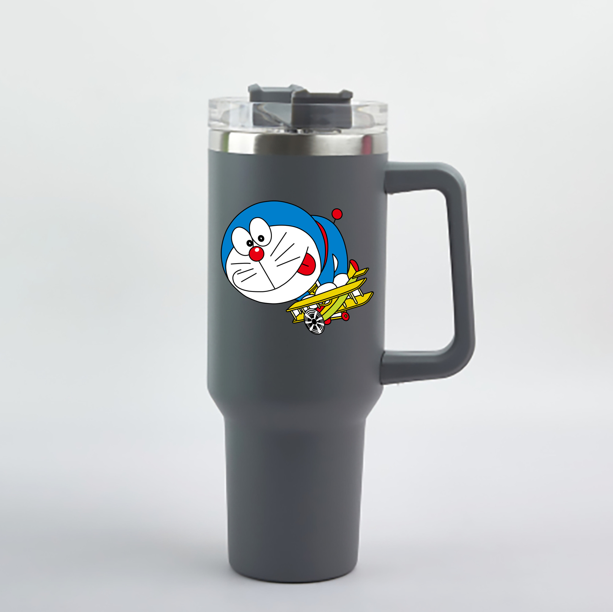 （画像用） ドラえもん Doraemon 1200mL車用タンブラー - クリスタルステッカー（プラスチックストロー付き）