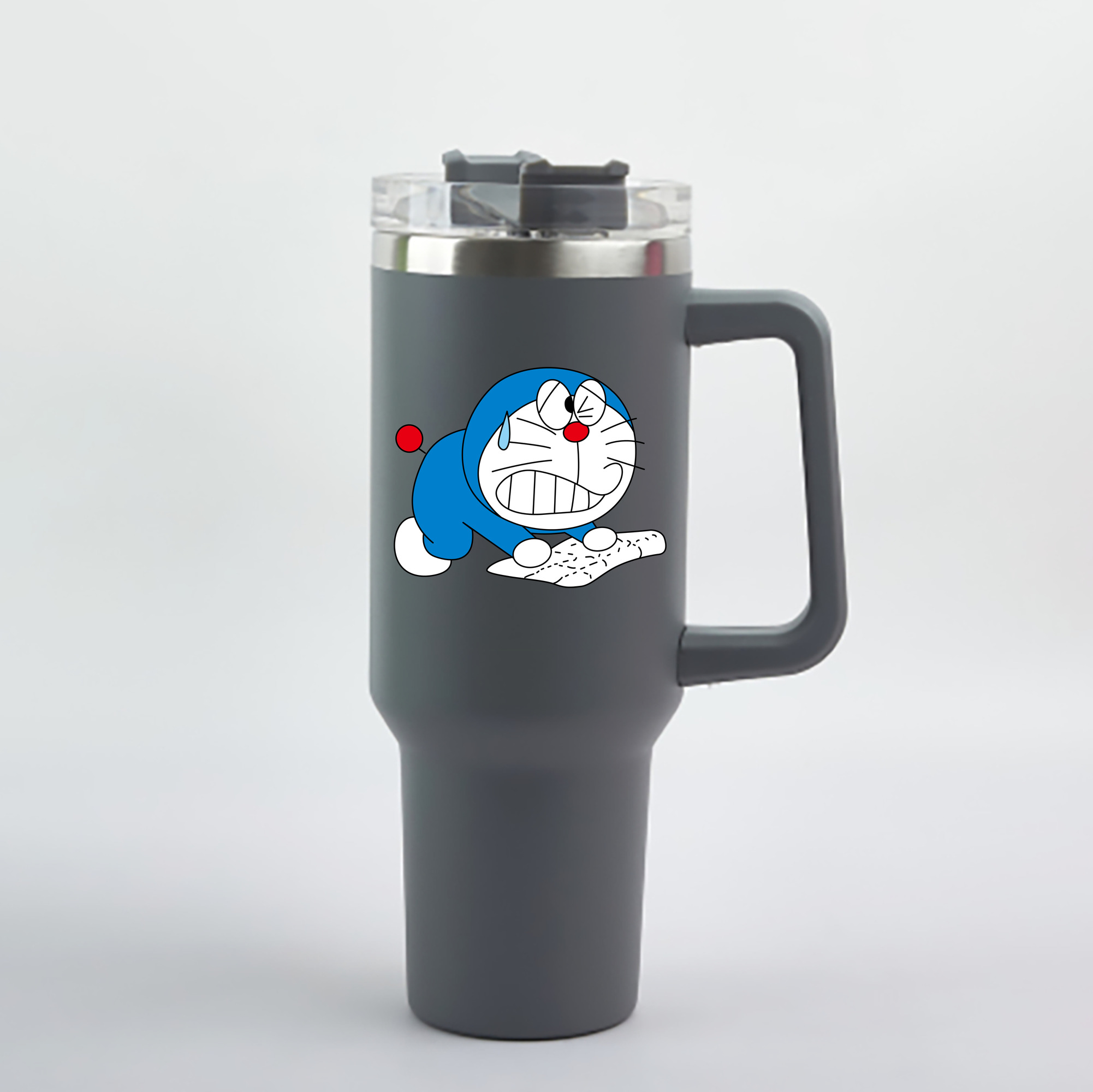 （画像用） ドラえもん Doraemon 1200mL車用タンブラー - クリスタルステッカー（プラスチックストロー付き）
