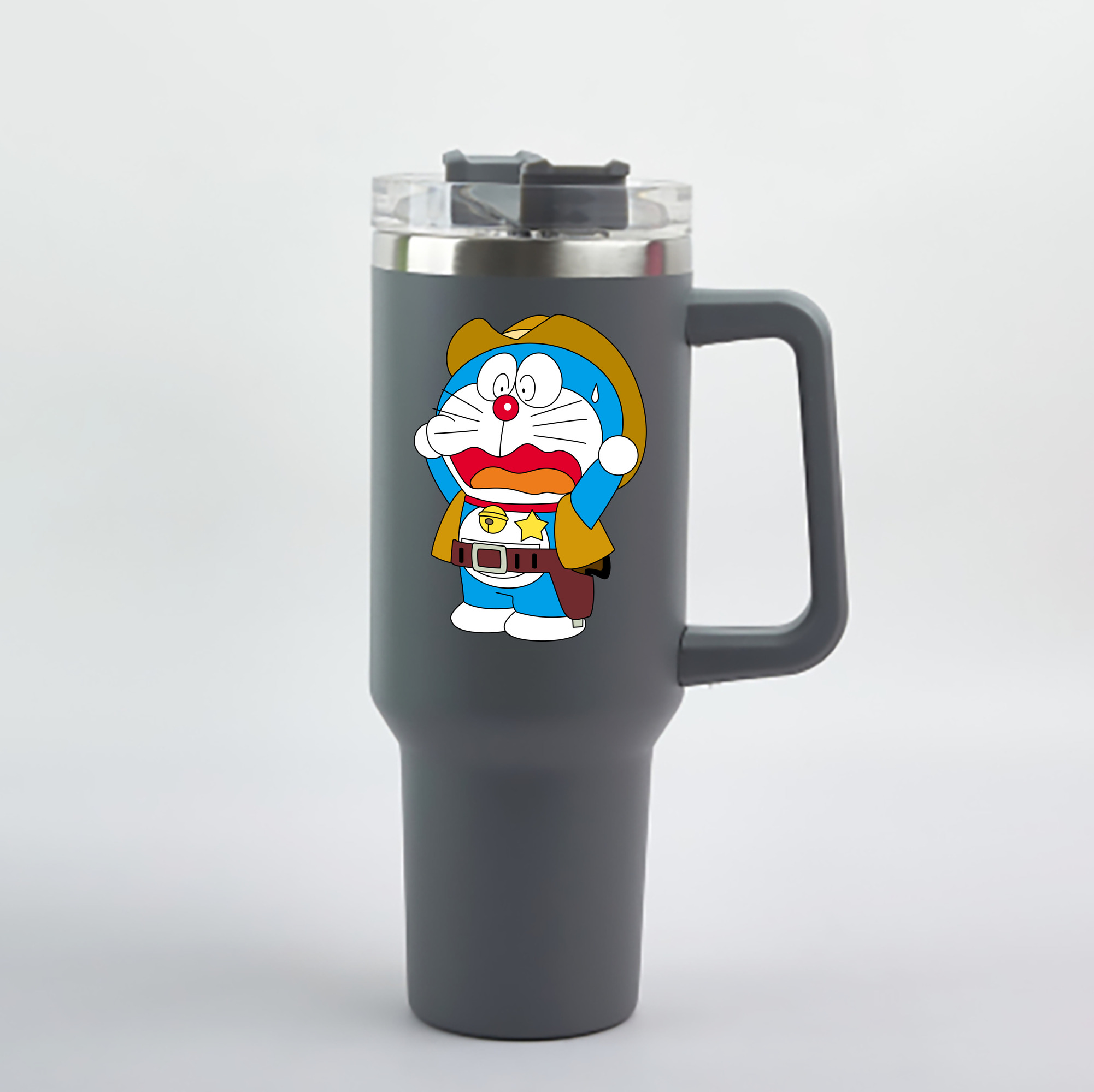 （画像用） ドラえもん Doraemon 1200mL車用タンブラー - クリスタルステッカー（プラスチックストロー付き）