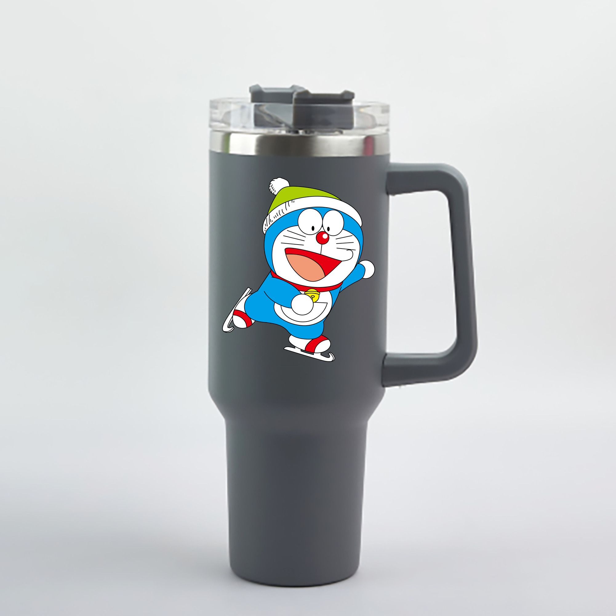 （画像用） ドラえもん Doraemon 1200mL車用タンブラー - クリスタルステッカー（プラスチックストロー付き）
