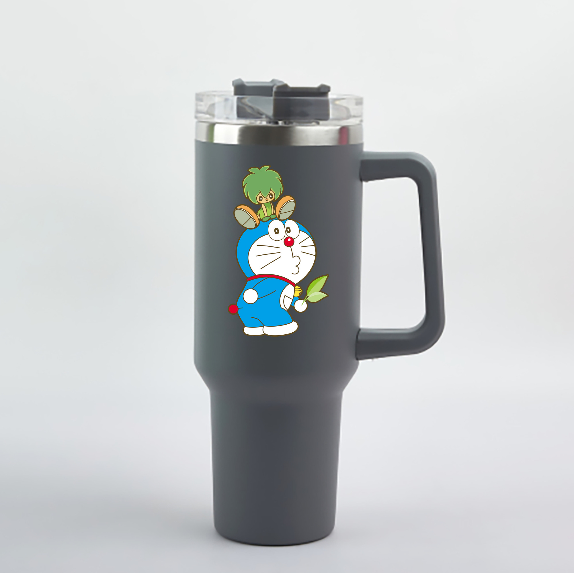 （画像用） ドラえもん Doraemon 1200mL車用タンブラー - クリスタルステッカー（プラスチックストロー付き）