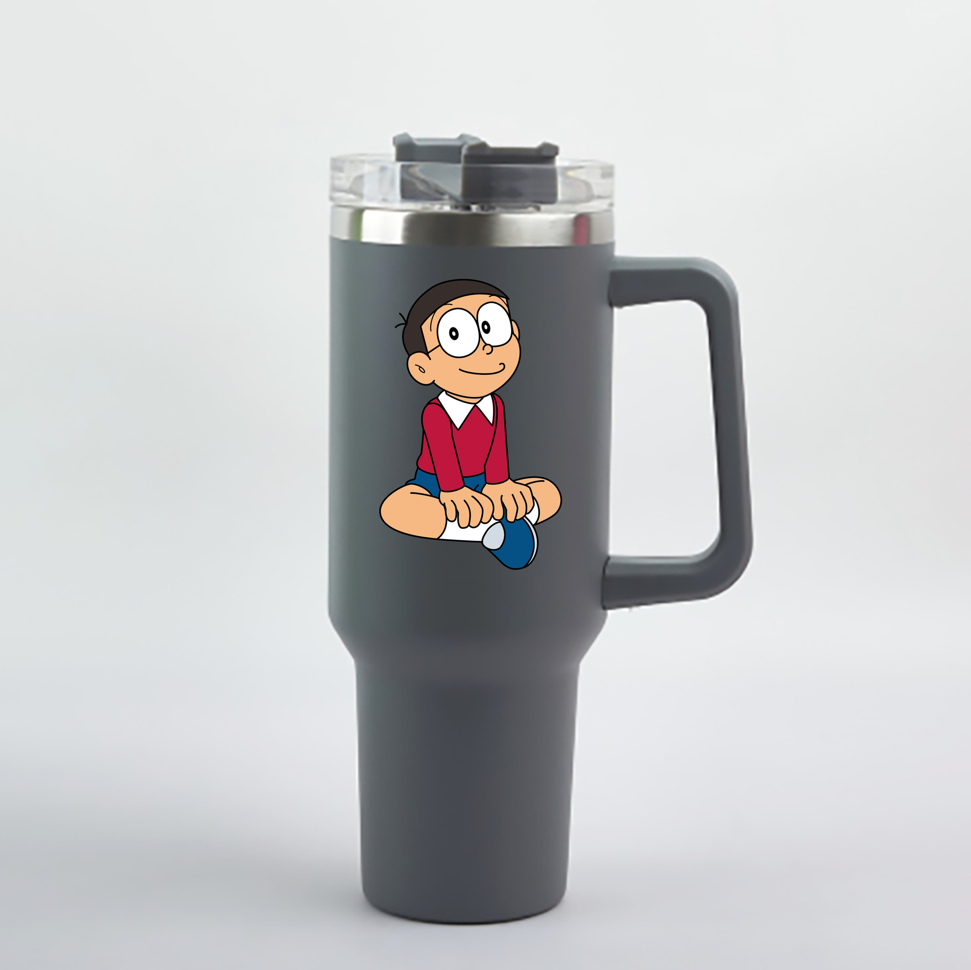 （画像用） ドラえもん 野比 のび太 Doraemon Nobita Nobi 1200mL車用タンブラー - クリスタルステッカー（プラスチックストロー付き）