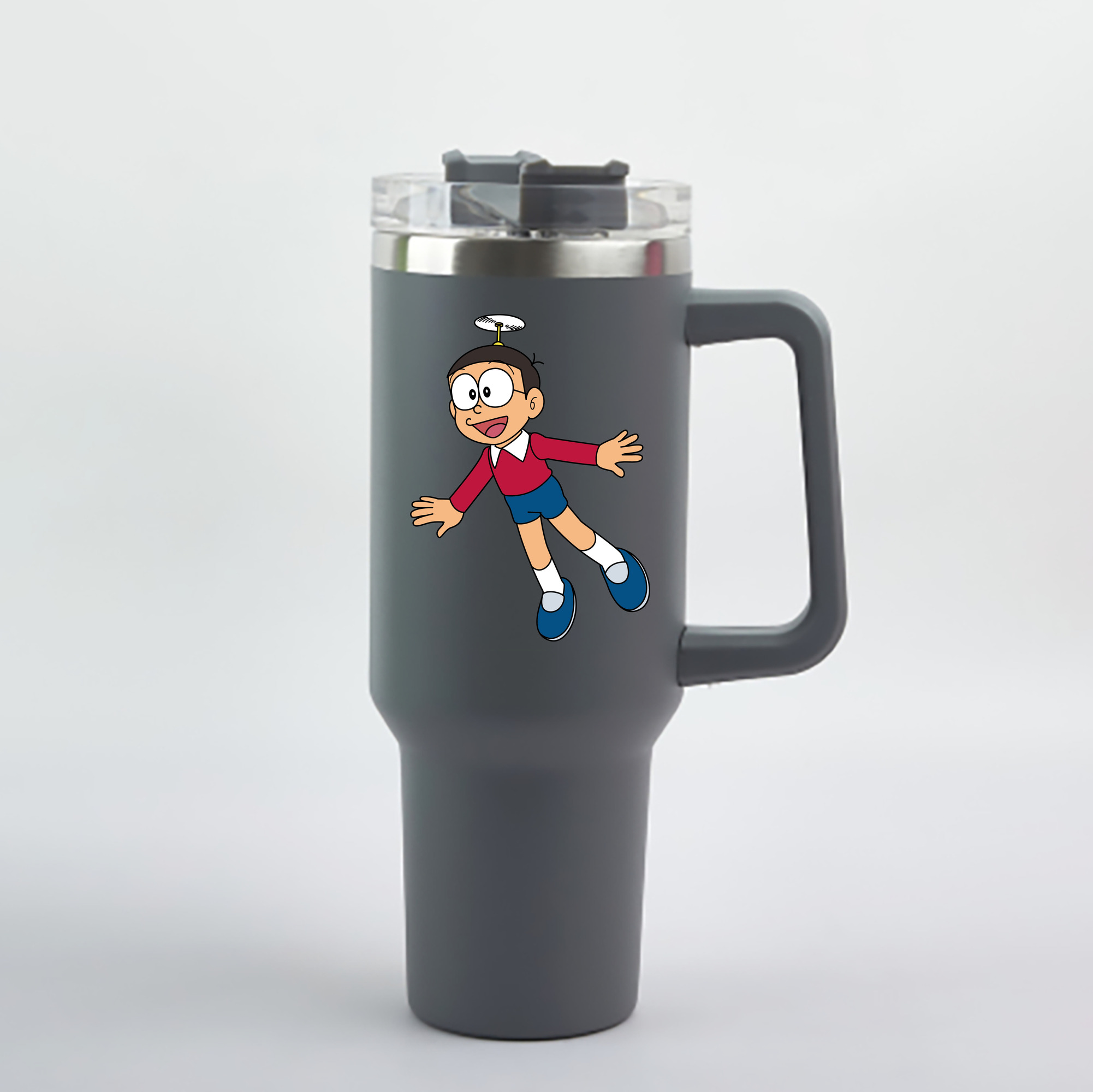 （画像用） ドラえもん 野比 のび太 Doraemon Nobita Nobi 1200mL車用タンブラー - クリスタルステッカー（プラスチックストロー付き）