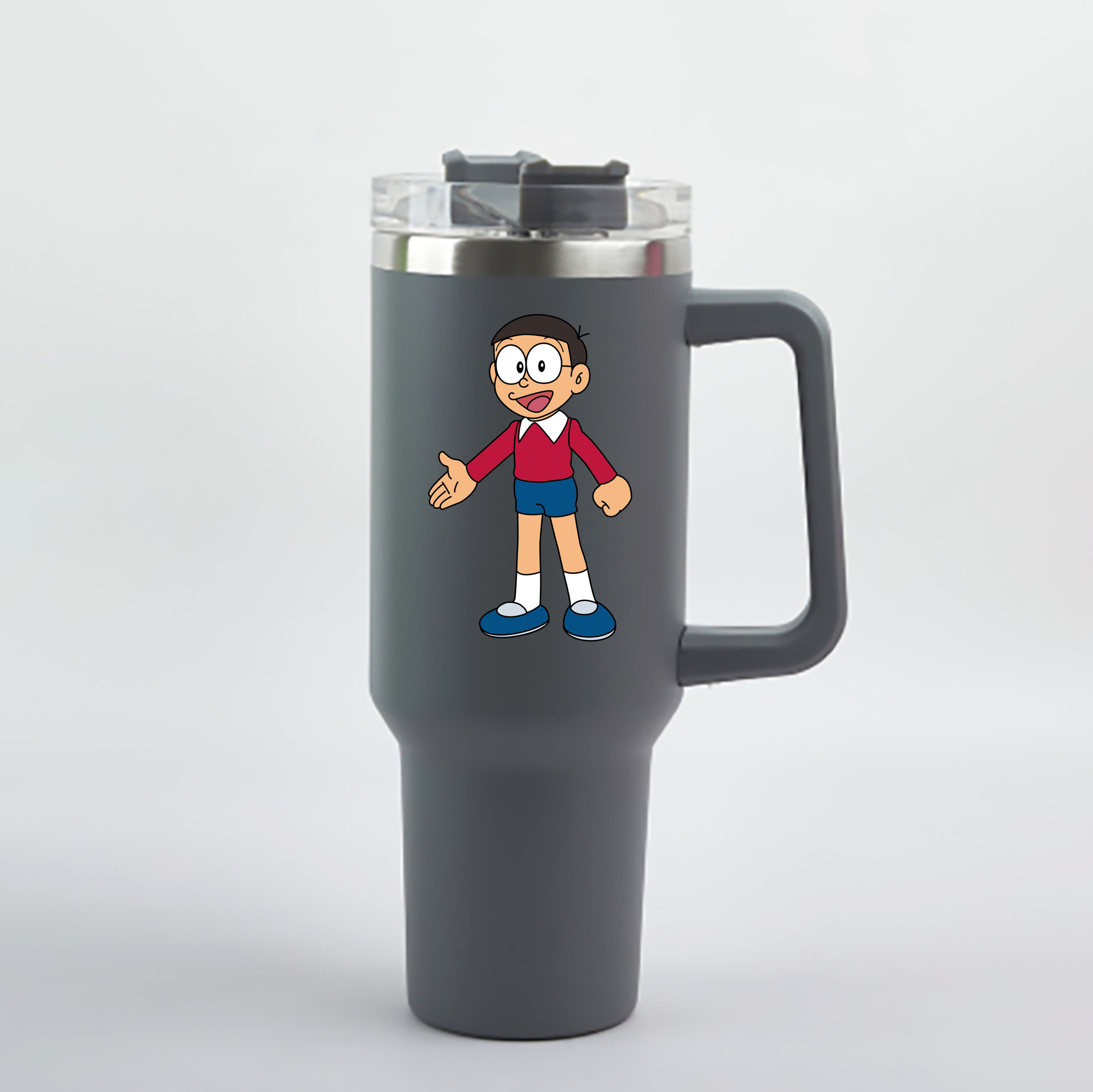 （画像用） ドラえもん 野比 のび太 Doraemon Nobita Nobi 1200mL車用タンブラー - クリスタルステッカー（プラスチックストロー付き）