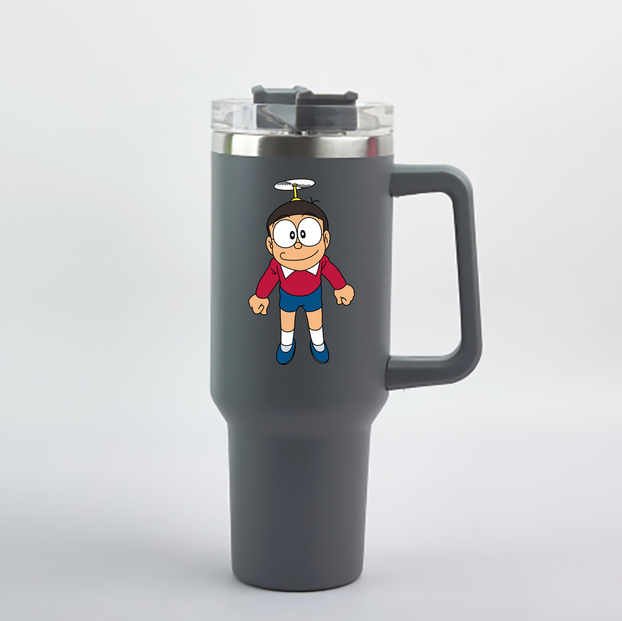 （画像用） ドラえもん 野比 のび太 Doraemon Nobita Nobi 1200mL車用タンブラー - クリスタルステッカー（プラスチックストロー付き）