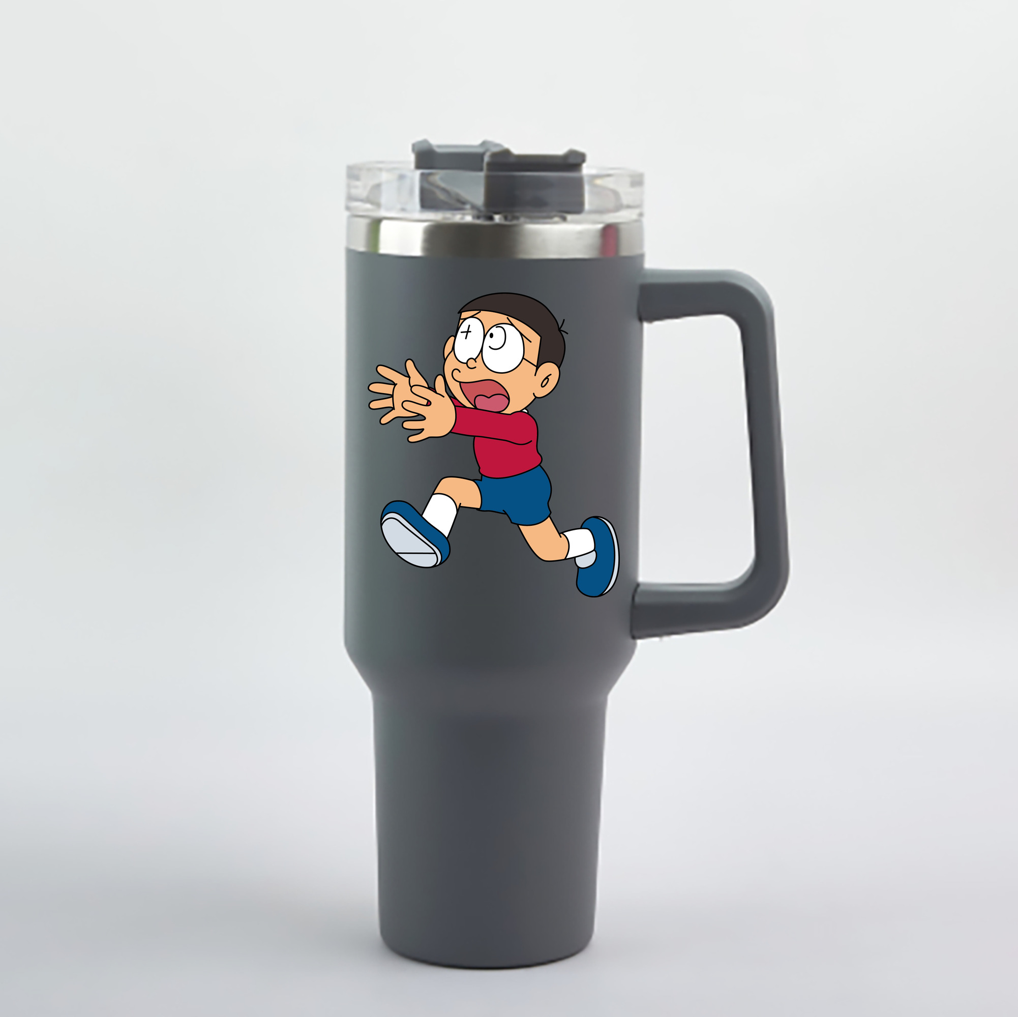 （画像用） ドラえもん 野比 のび太 Doraemon Nobita Nobi 1200mL車用タンブラー - クリスタルステッカー（プラスチックストロー付き）