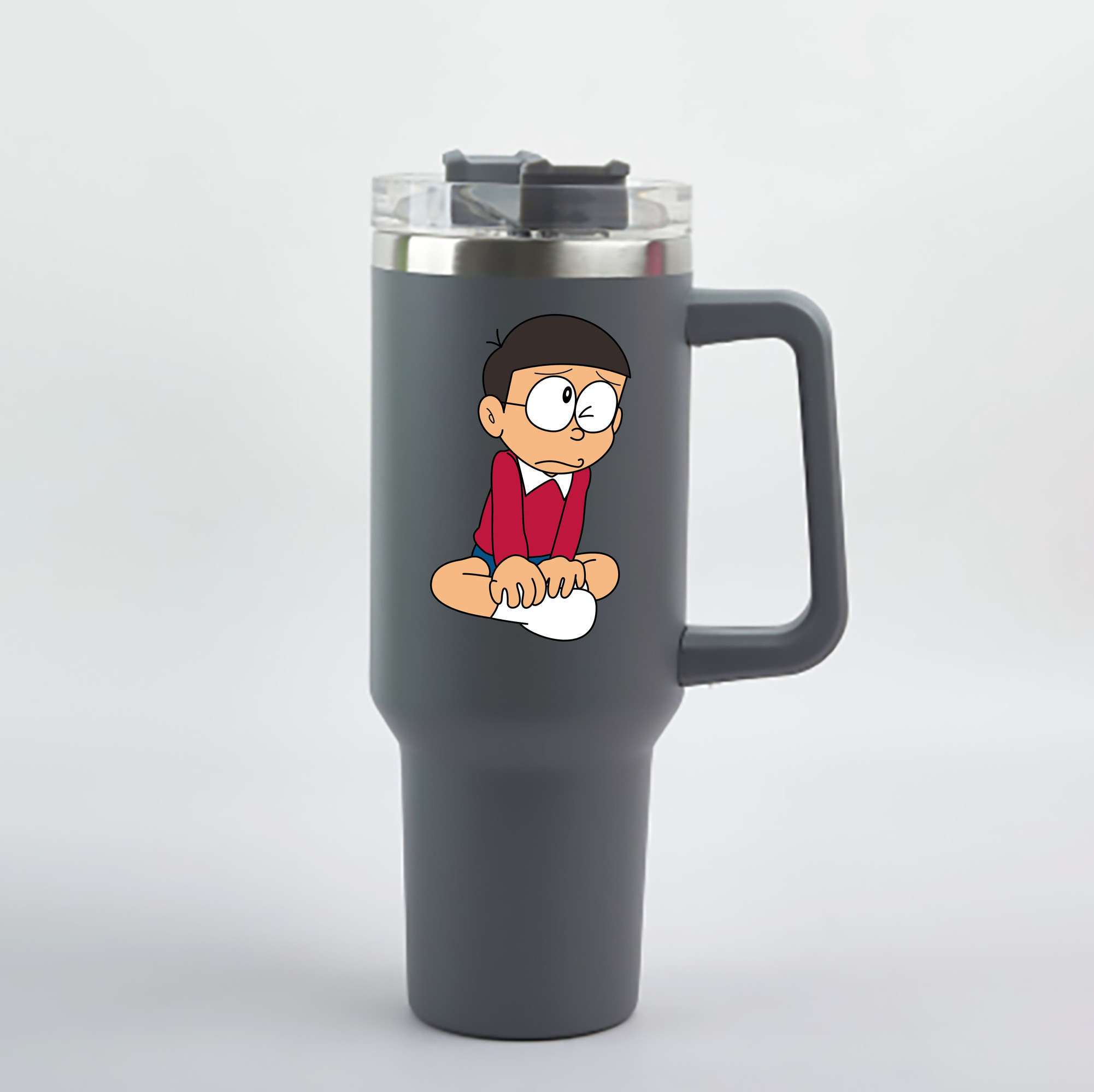 （画像用） ドラえもん 野比 のび太 Doraemon Nobita Nobi 1200mL車用タンブラー - クリスタルステッカー（プラスチックストロー付き）
