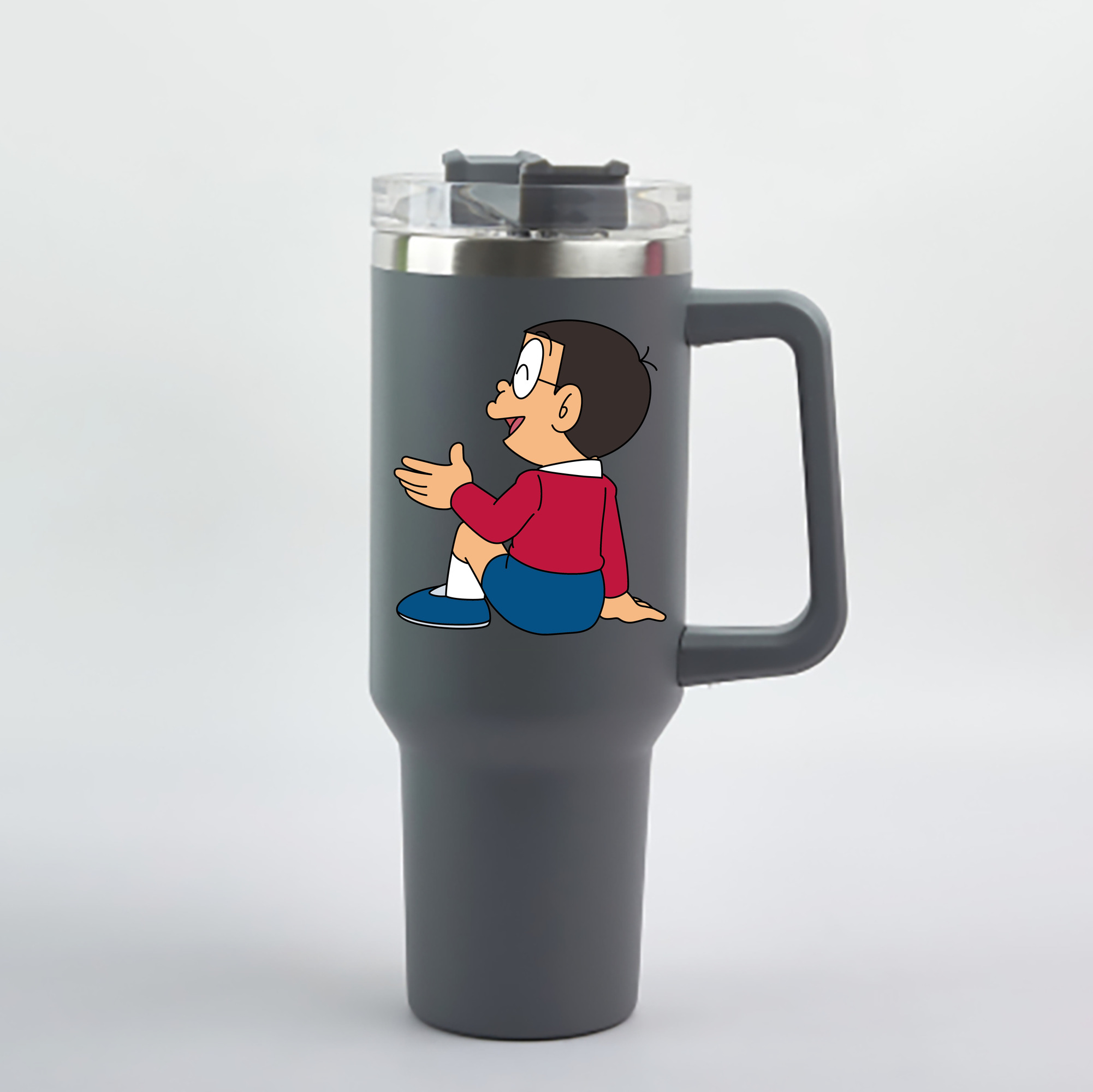（画像用） ドラえもん 野比 のび太 Doraemon Nobita Nobi 1200mL車用タンブラー - クリスタルステッカー（プラスチックストロー付き）