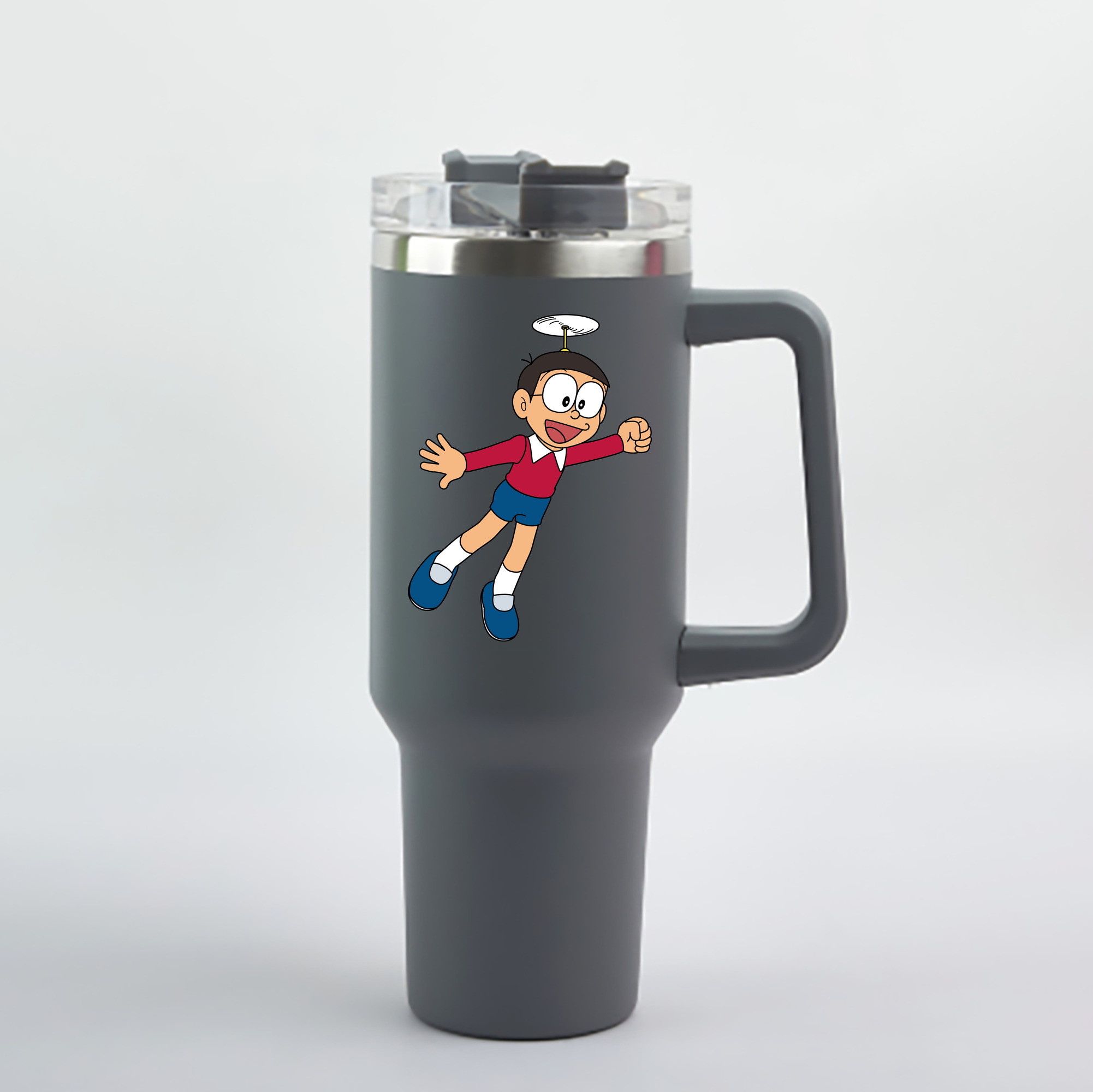 （画像用） ドラえもん 野比 のび太 Doraemon Nobita Nobi 1200mL車用タンブラー - クリスタルステッカー（プラスチックストロー付き）