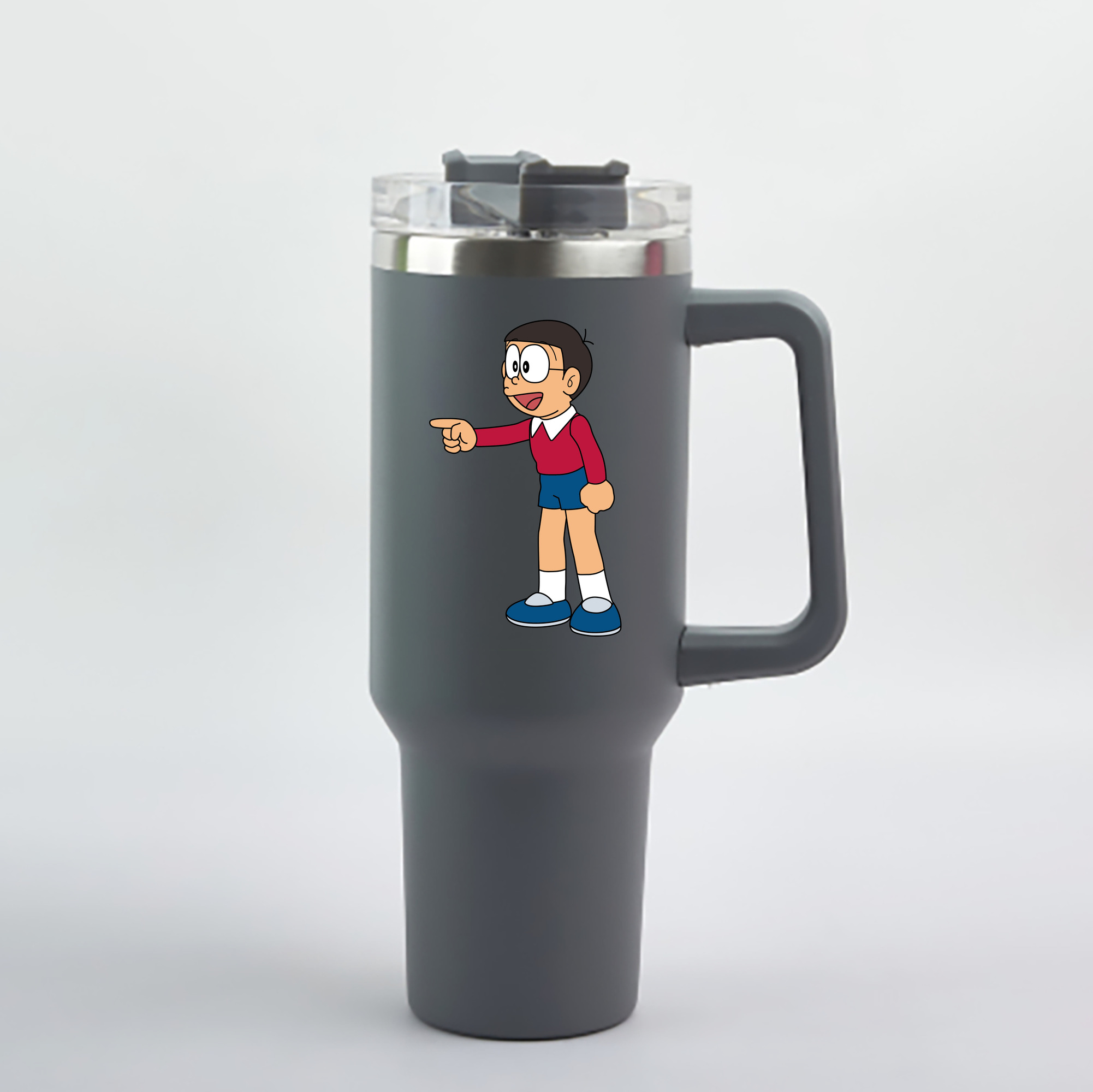 （画像用） ドラえもん 野比 のび太 Doraemon Nobita Nobi 1200mL車用タンブラー - クリスタルステッカー（プラスチックストロー付き）