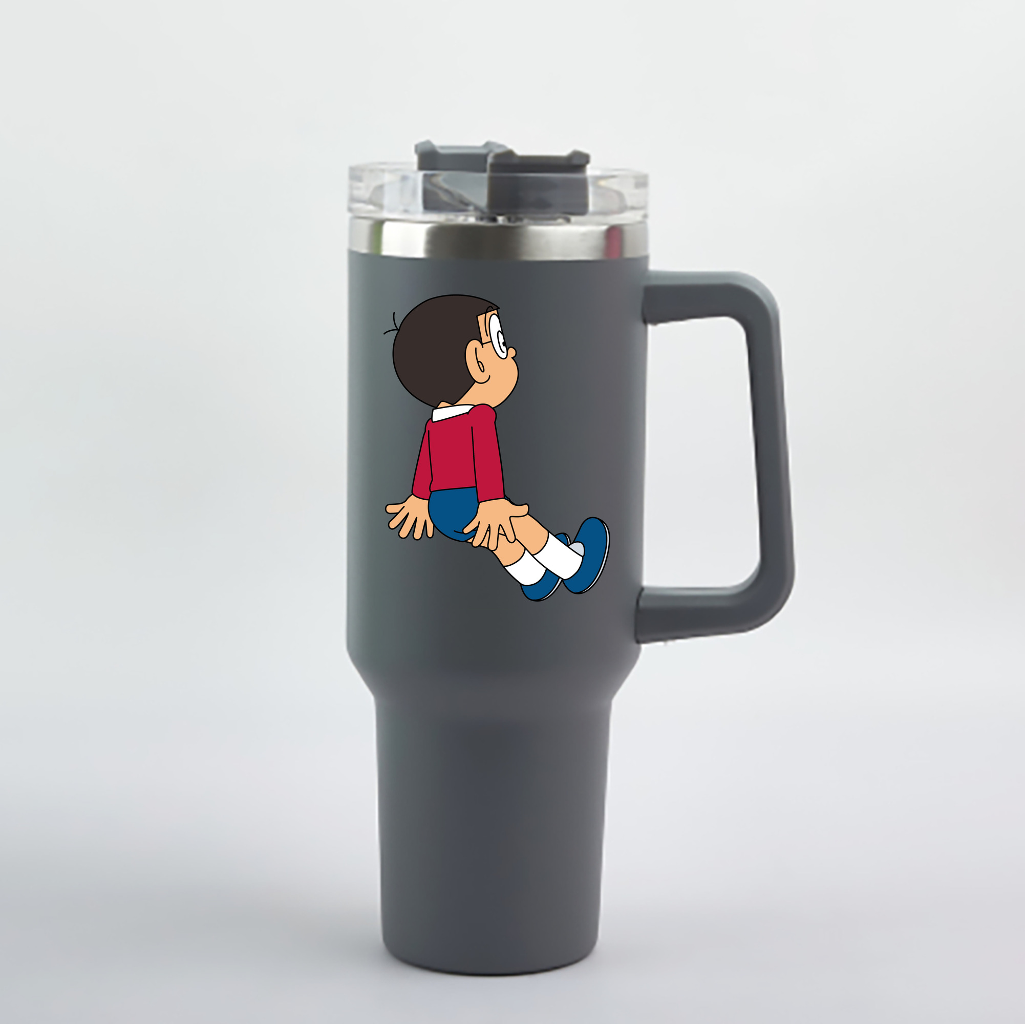 （画像用） ドラえもん 野比 のび太 Doraemon Nobita Nobi 1200mL車用タンブラー - クリスタルステッカー（プラスチックストロー付き）