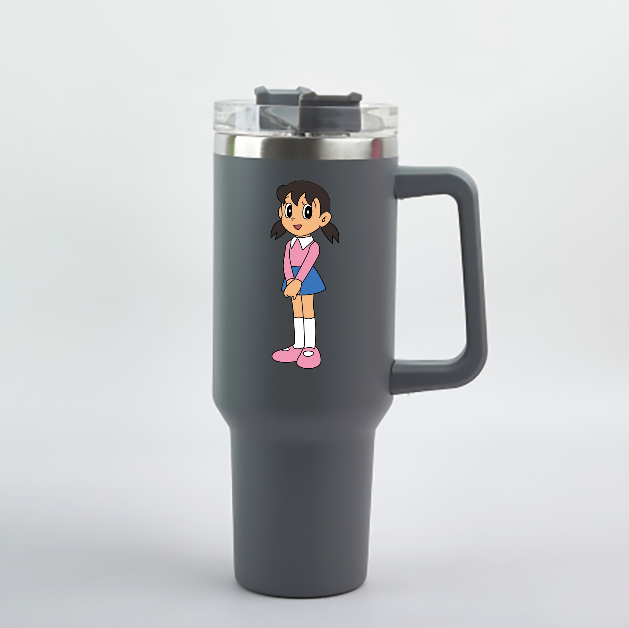 （画像用） ドラえもん みなもと しずか Doraemon Shizuka Minamoto 1200mL車用タンブラー - クリスタルステッカー（プラスチックストロー付き）