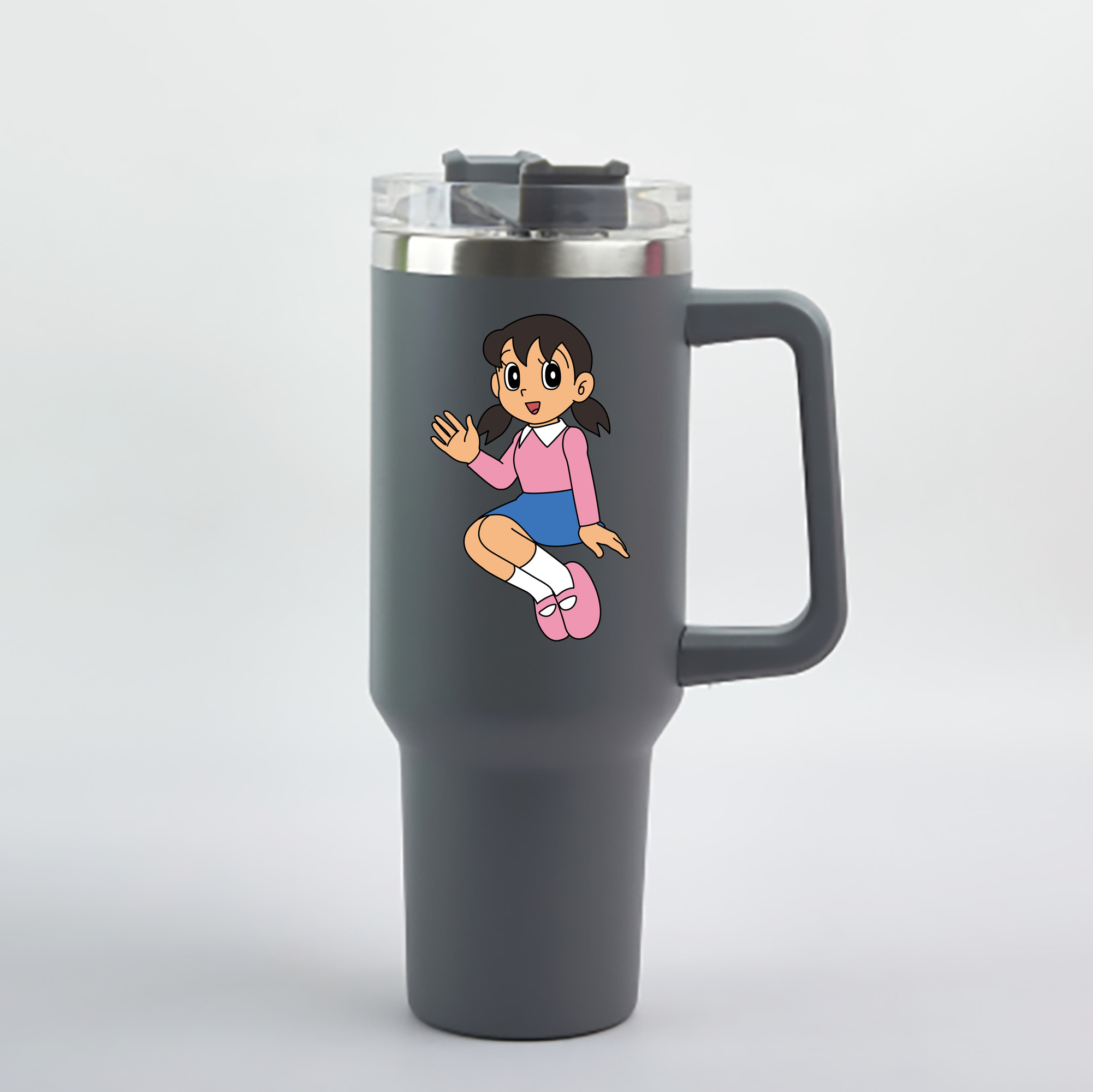 （画像用） ドラえもん みなもと しずか Doraemon Shizuka Minamoto 1200mL車用タンブラー - クリスタルステッカー（プラスチックストロー付き）