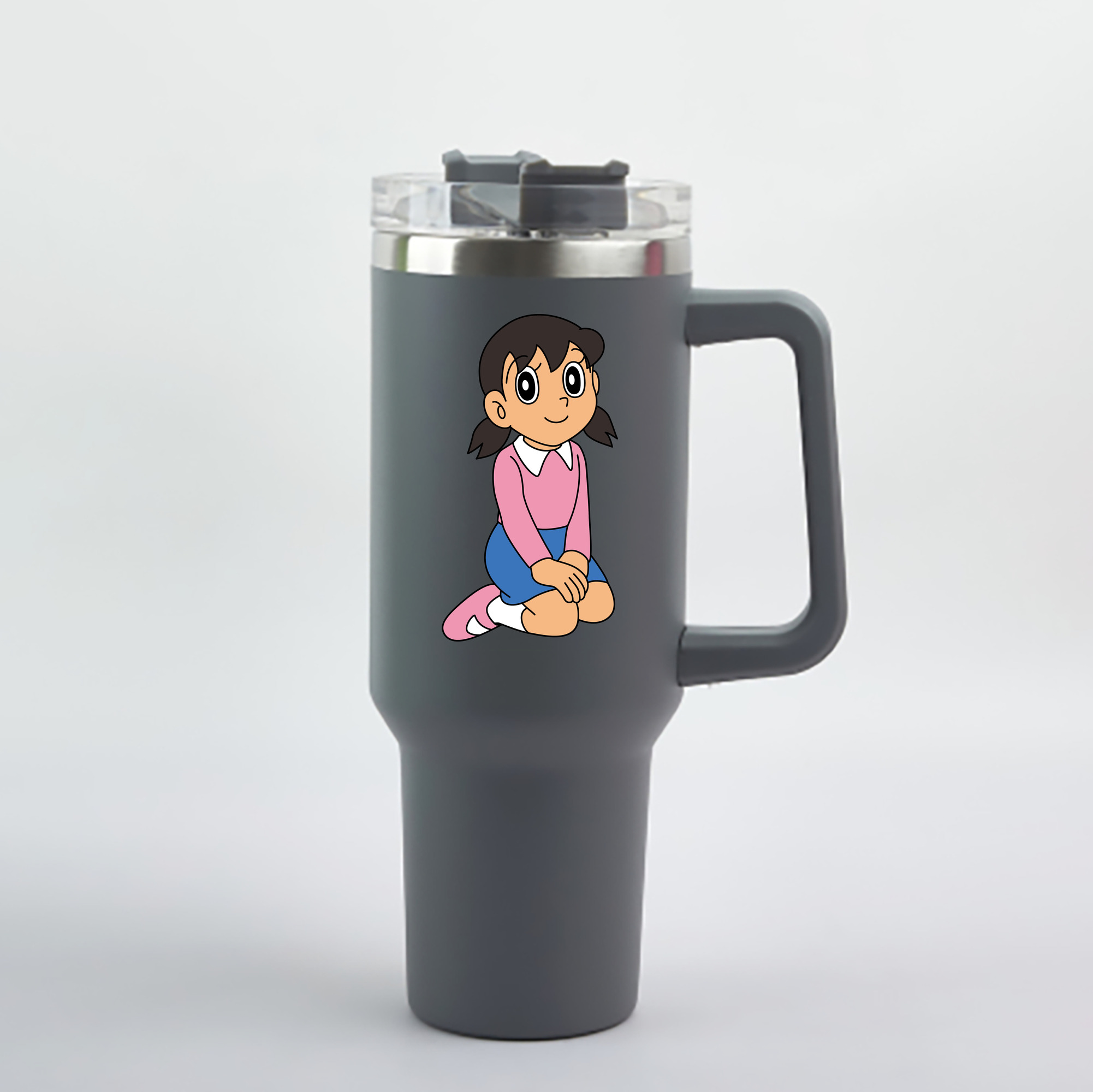 （画像用） ドラえもん みなもと しずか Doraemon Shizuka Minamoto 1200mL車用タンブラー - クリスタルステッカー（プラスチックストロー付き）