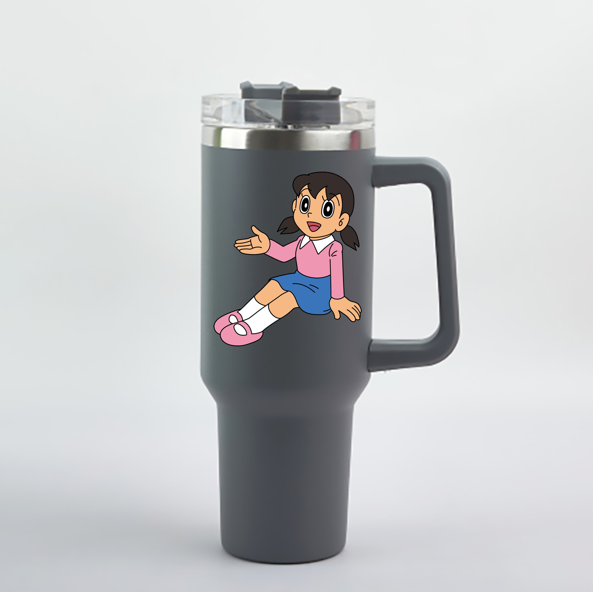 （画像用） ドラえもん みなもと しずか Doraemon Shizuka Minamoto 1200mL車用タンブラー - クリスタルステッカー（プラスチックストロー付き）