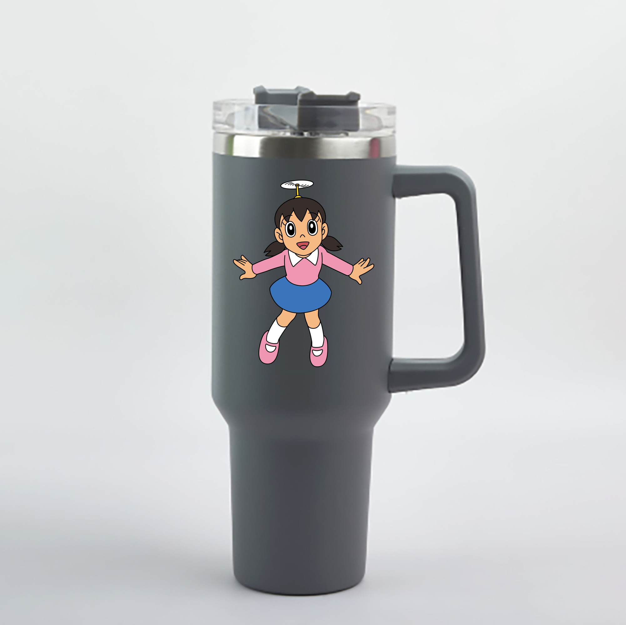 （画像用） ドラえもん みなもと しずか Doraemon Shizuka Minamoto 1200mL車用タンブラー - クリスタルステッカー（プラスチックストロー付き）