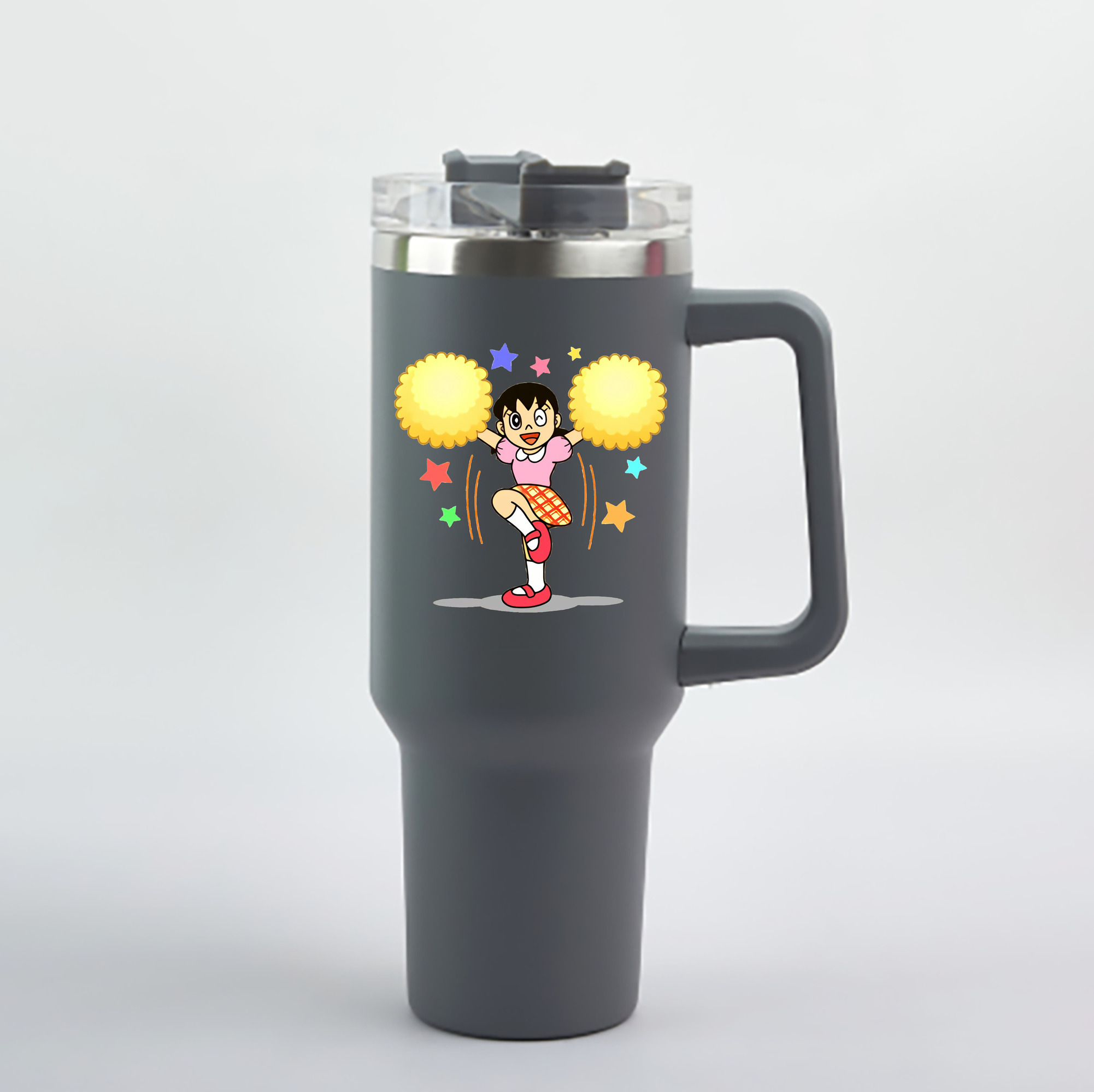 （画像用） ドラえもん みなもと しずか Doraemon Shizuka Minamoto 1200mL車用タンブラー - クリスタルステッカー（プラスチックストロー付き）