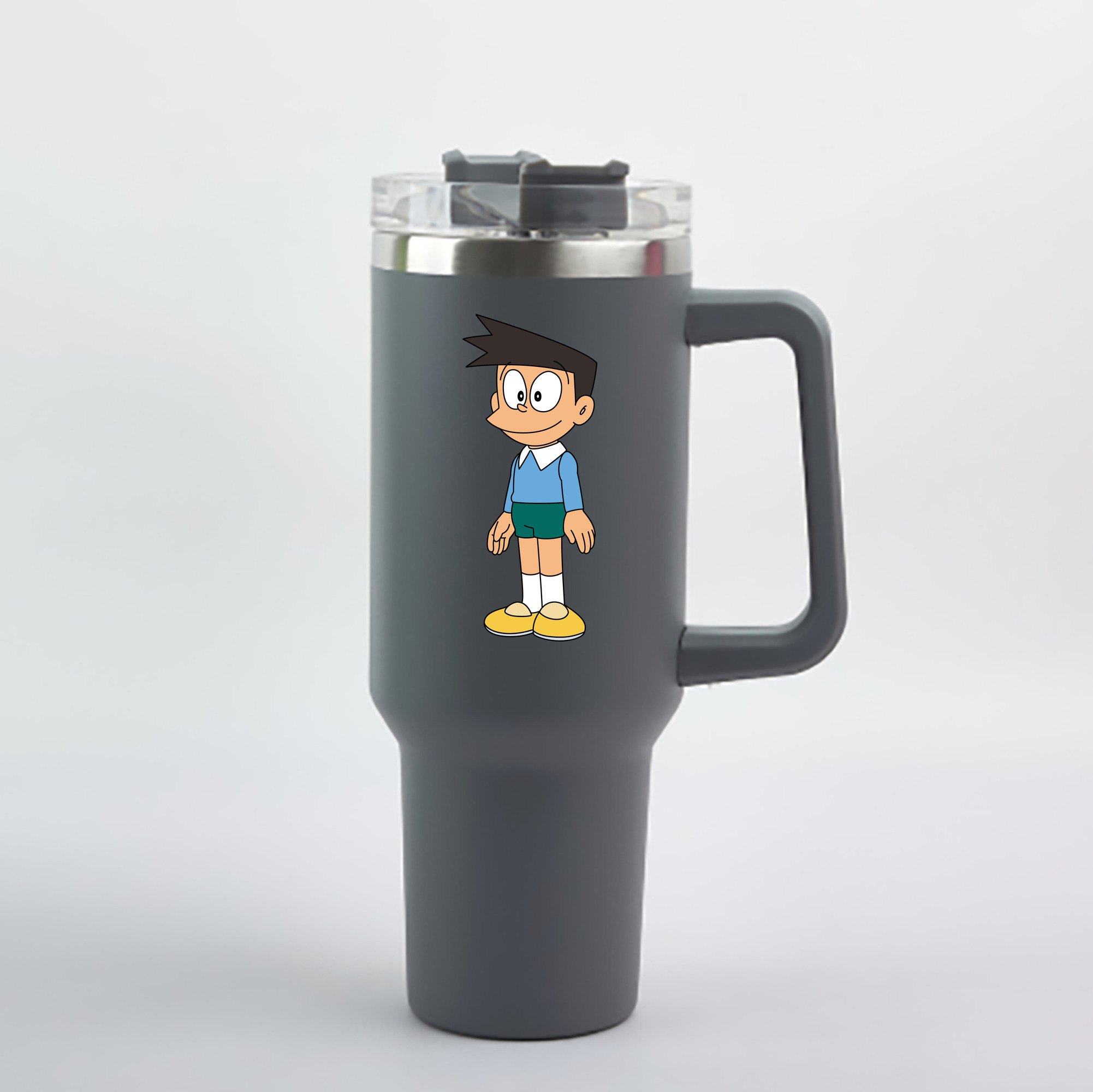 （画像用） ドラえもん 骨川 スネ夫 Doraemon Honekawa Suneo 1200mL車用タンブラー - クリスタルステッカー（プラスチックストロー付き）