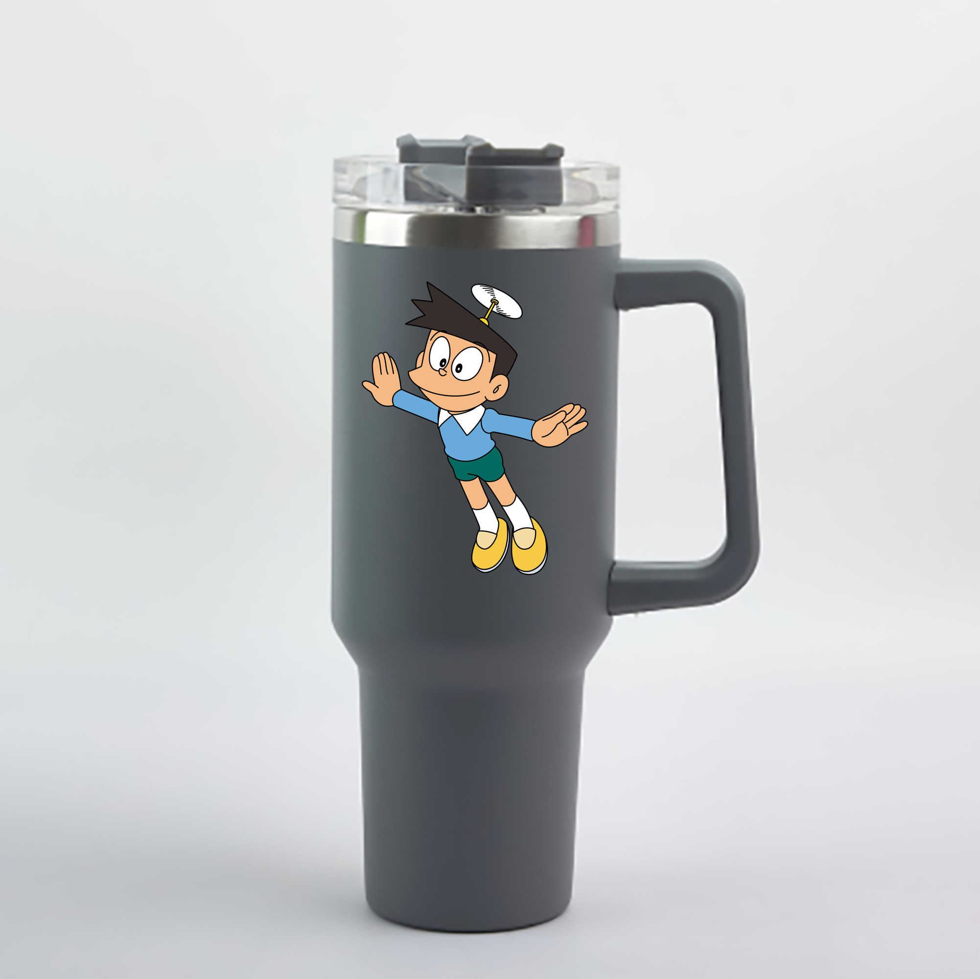 （画像用） ドラえもん 骨川 スネ夫 Doraemon Honekawa Suneo 1200mL車用タンブラー - クリスタルステッカー（プラスチックストロー付き）