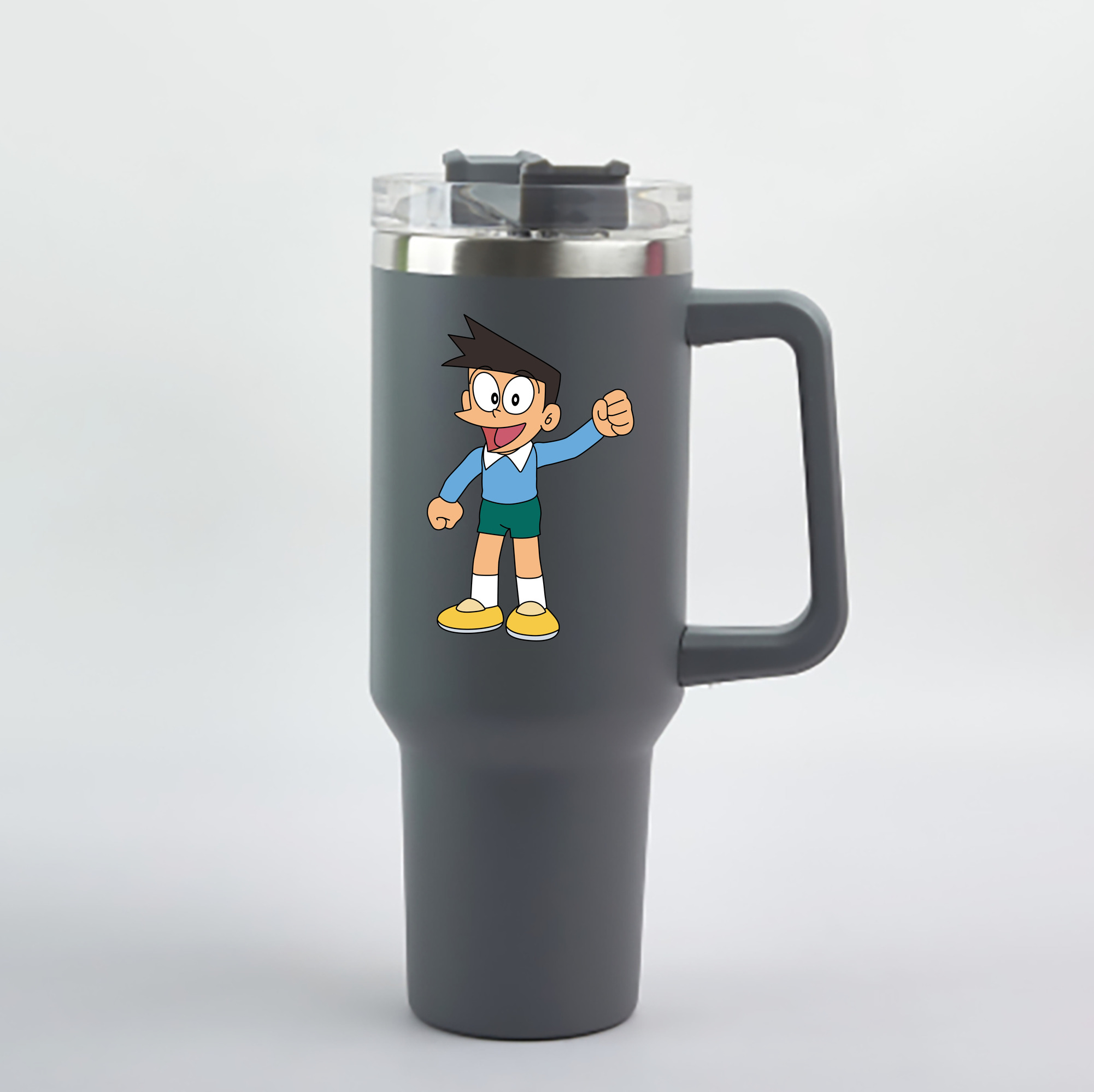 （画像用） ドラえもん 骨川 スネ夫 Doraemon Honekawa Suneo 1200mL車用タンブラー - クリスタルステッカー（プラスチックストロー付き）
