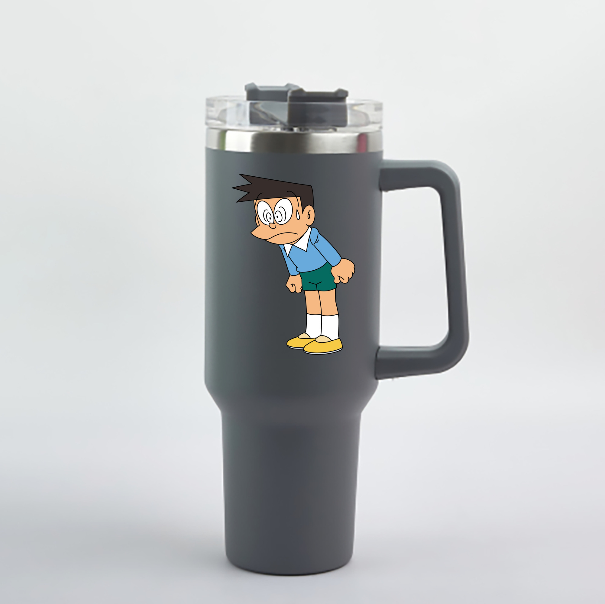 （画像用） ドラえもん 骨川 スネ夫 Doraemon Honekawa Suneo 1200mL車用タンブラー - クリスタルステッカー（プラスチックストロー付き）