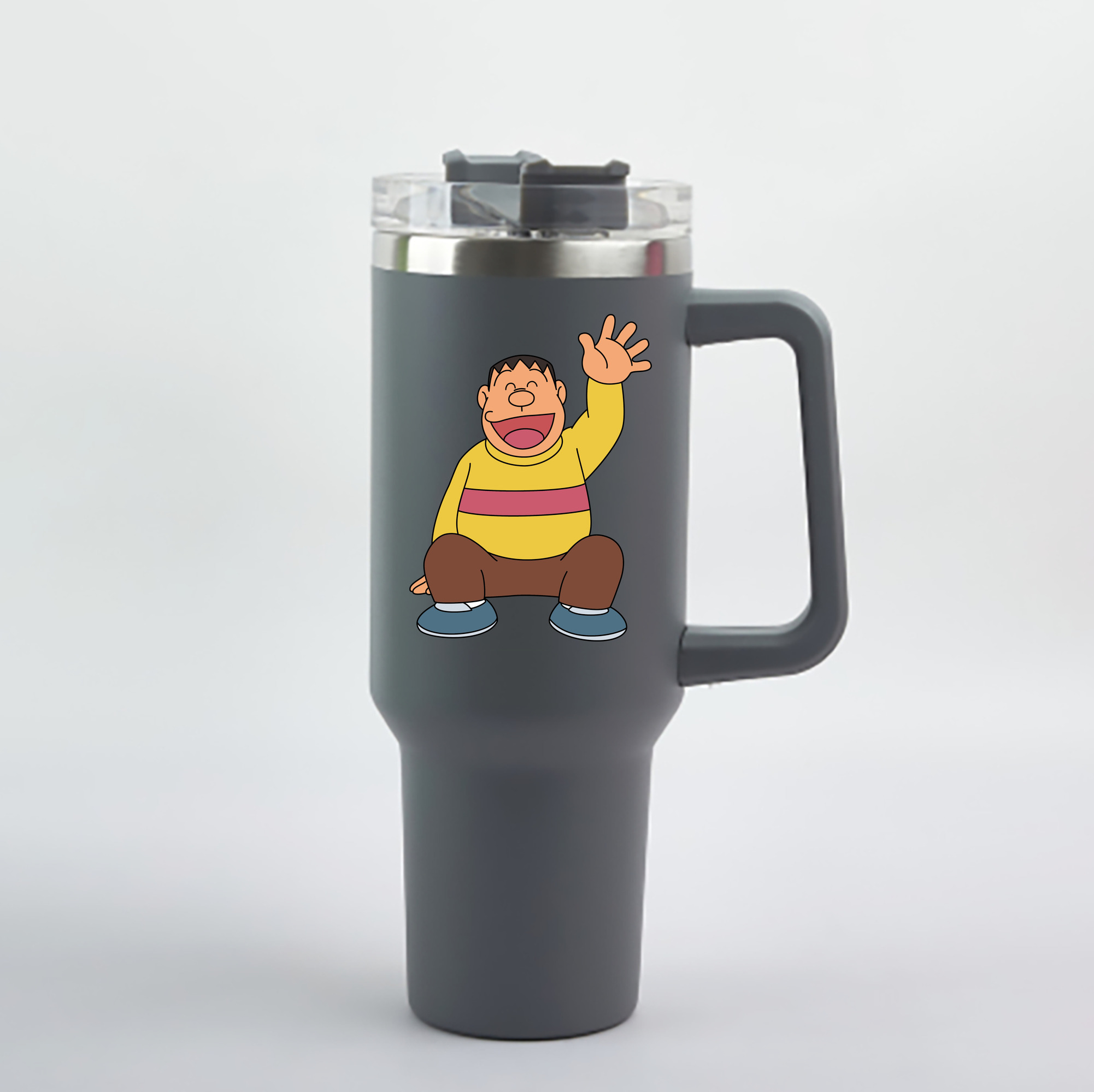 （画像用） ドラえもん 剛田武 Doraemon Gouta Takeshi 1200mL車用タンブラー - クリスタルステッカー（プラスチックストロー付き）