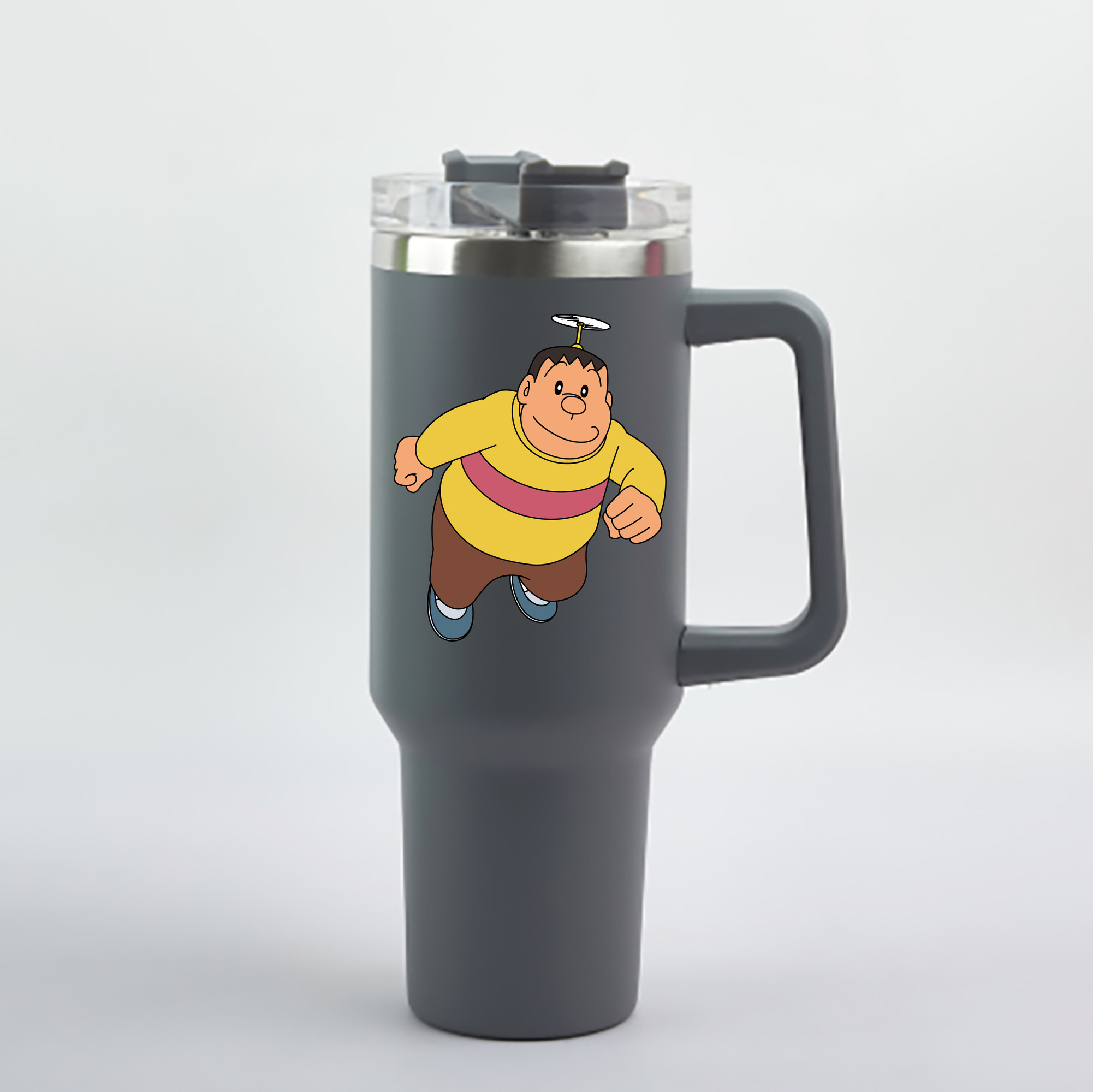 （画像用） ドラえもん 剛田武 Doraemon Gouta Takeshi 1200mL車用タンブラー - クリスタルステッカー（プラスチックストロー付き）