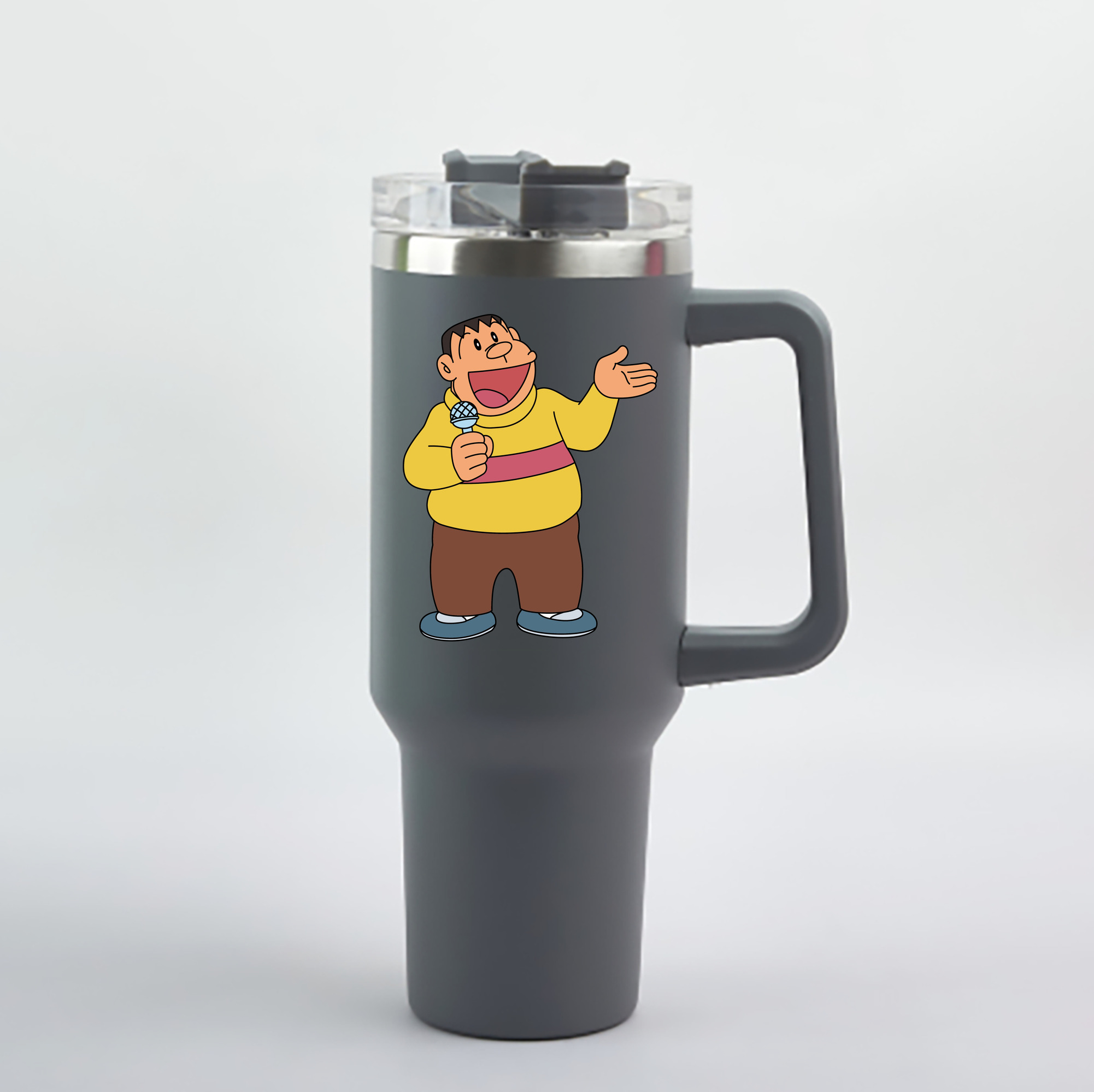 （画像用） ドラえもん 剛田武 Doraemon Gouta Takeshi 1200mL車用タンブラー - クリスタルステッカー（プラスチックストロー付き）