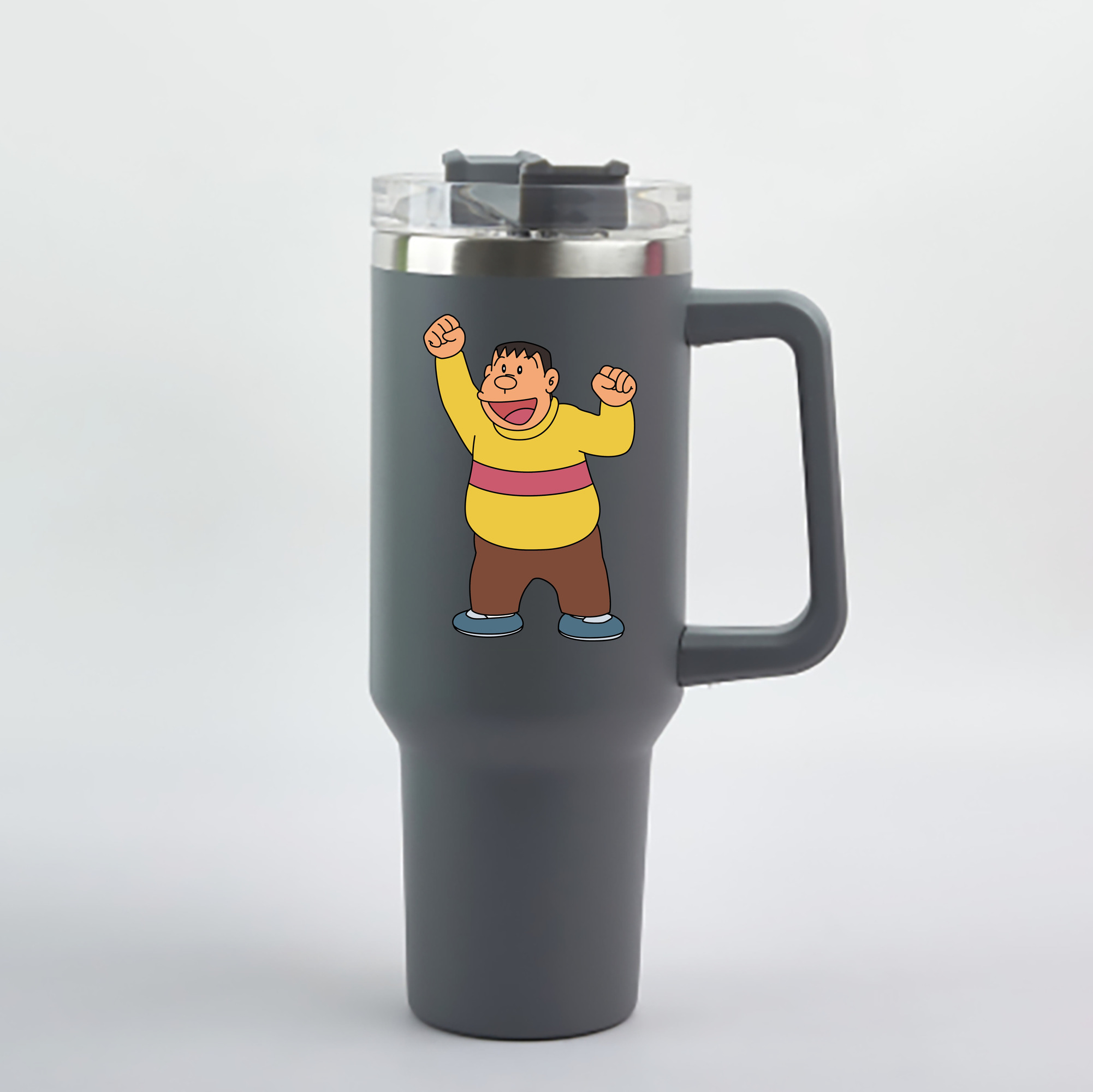 （画像用） ドラえもん 剛田武 Doraemon Gouta Takeshi 1200mL車用タンブラー - クリスタルステッカー（プラスチックストロー付き）
