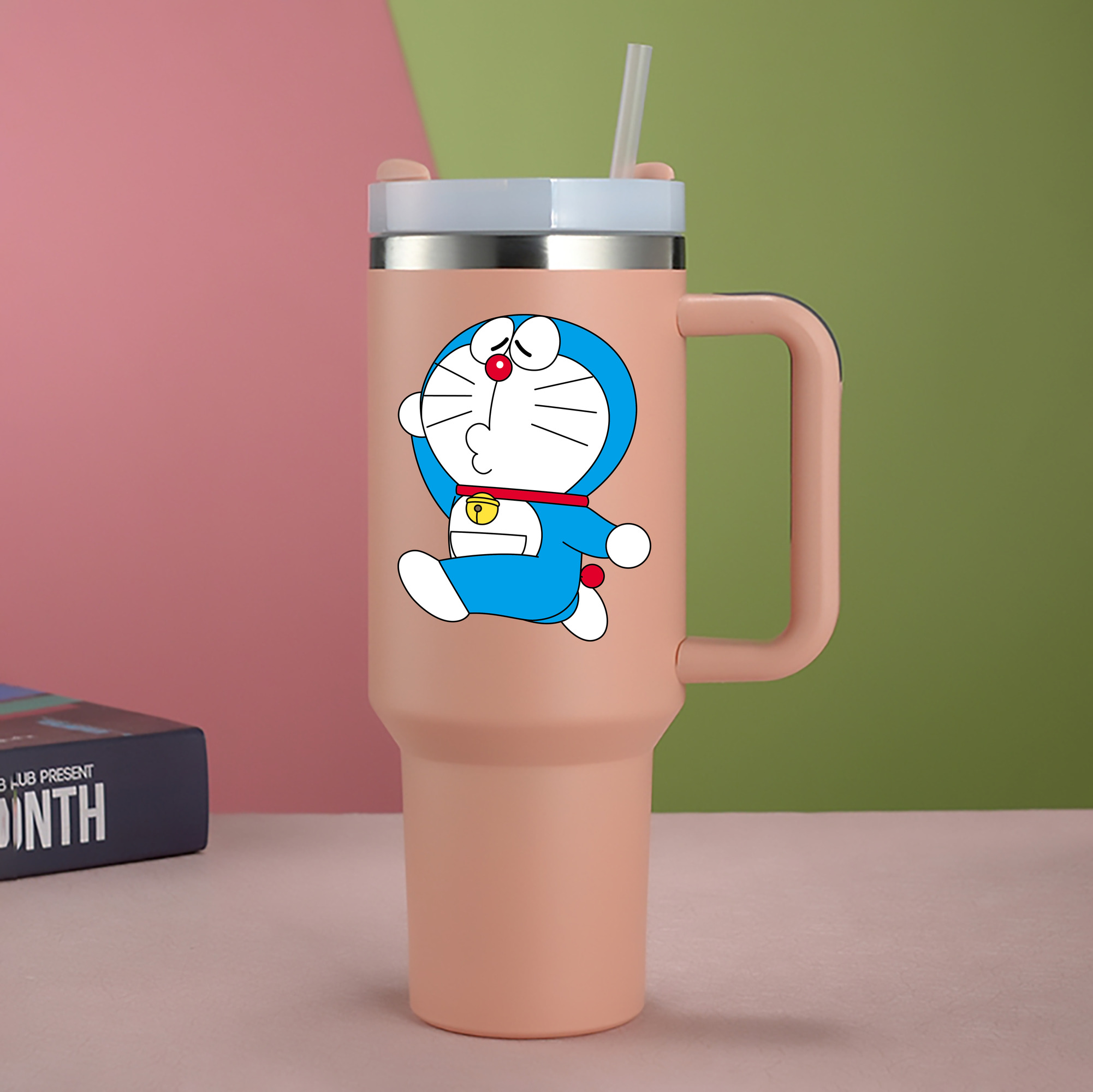 （画像用） ドラえもん Doraemon 1200mL車用タンブラー - クリスタルステッカー（プラスチックストロー付き）
