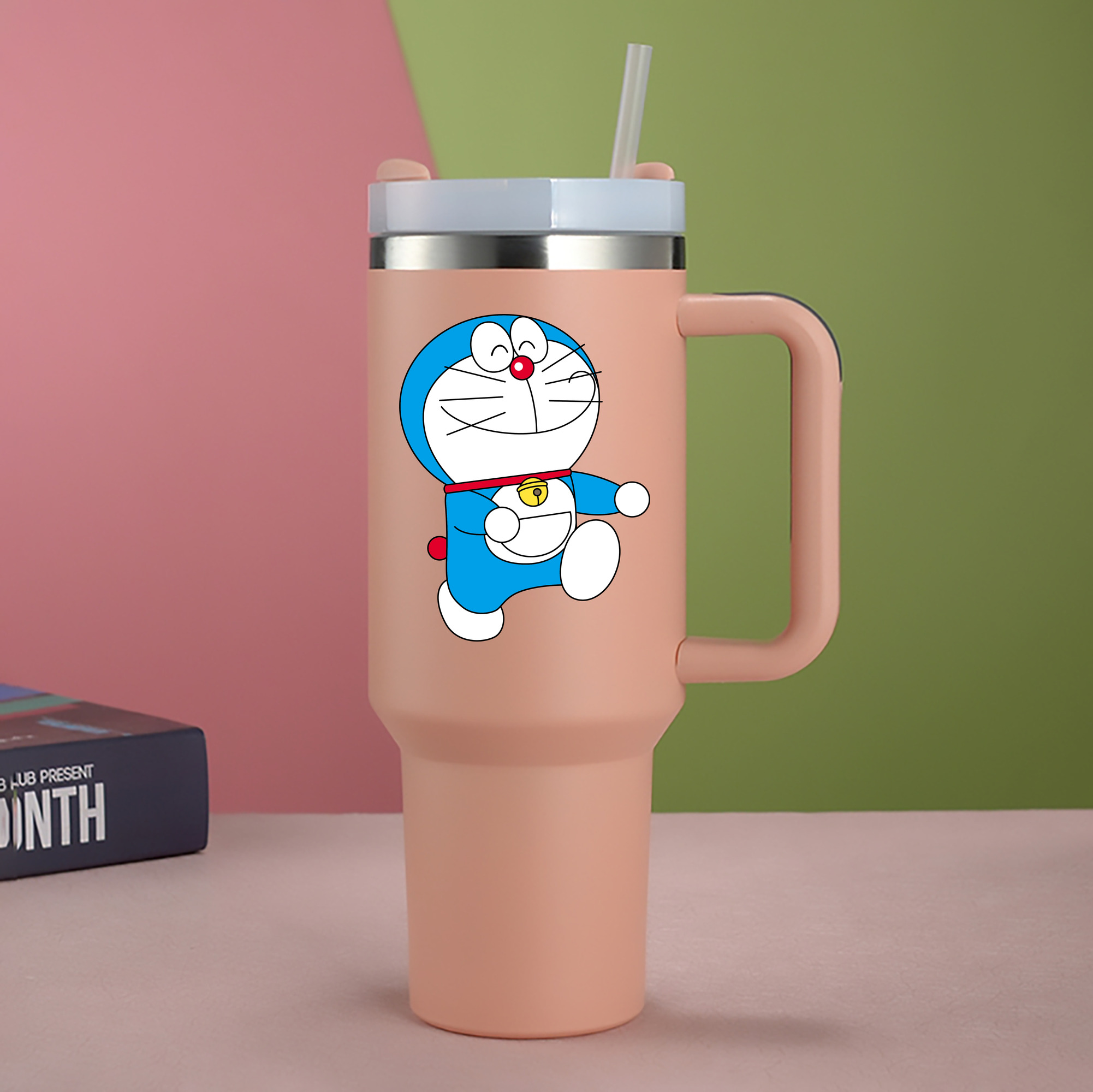 （画像用） ドラえもん Doraemon 1200mL車用タンブラー - クリスタルステッカー（プラスチックストロー付き）
