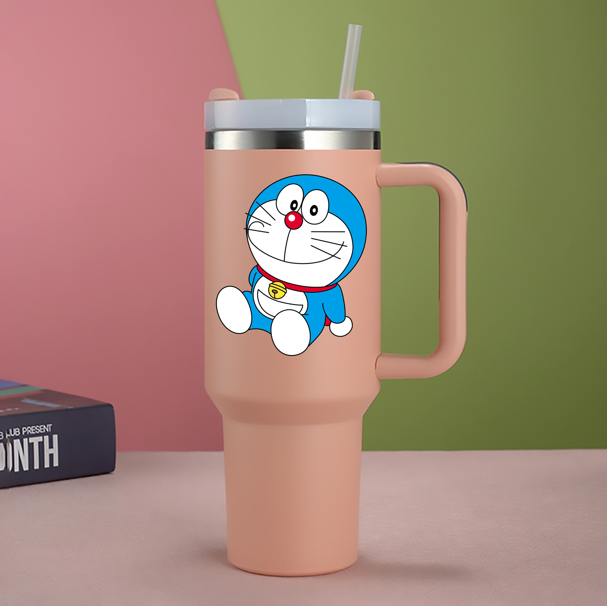 （画像用） ドラえもん Doraemon 1200mL車用タンブラー - クリスタルステッカー（プラスチックストロー付き）