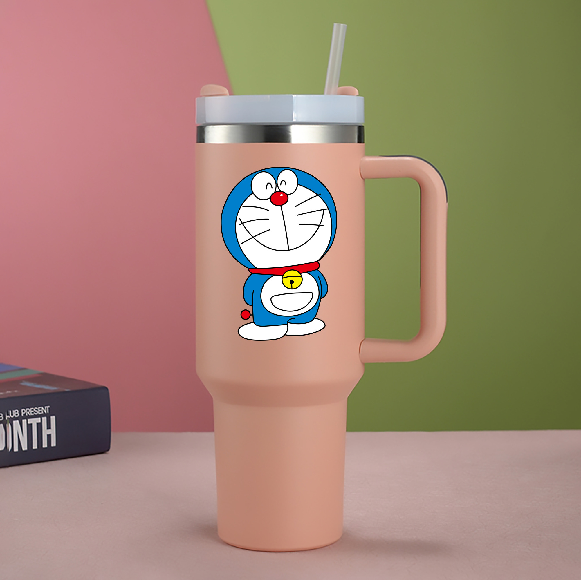 （画像用） ドラえもん Doraemon 1200mL車用タンブラー - クリスタルステッカー（プラスチックストロー付き）