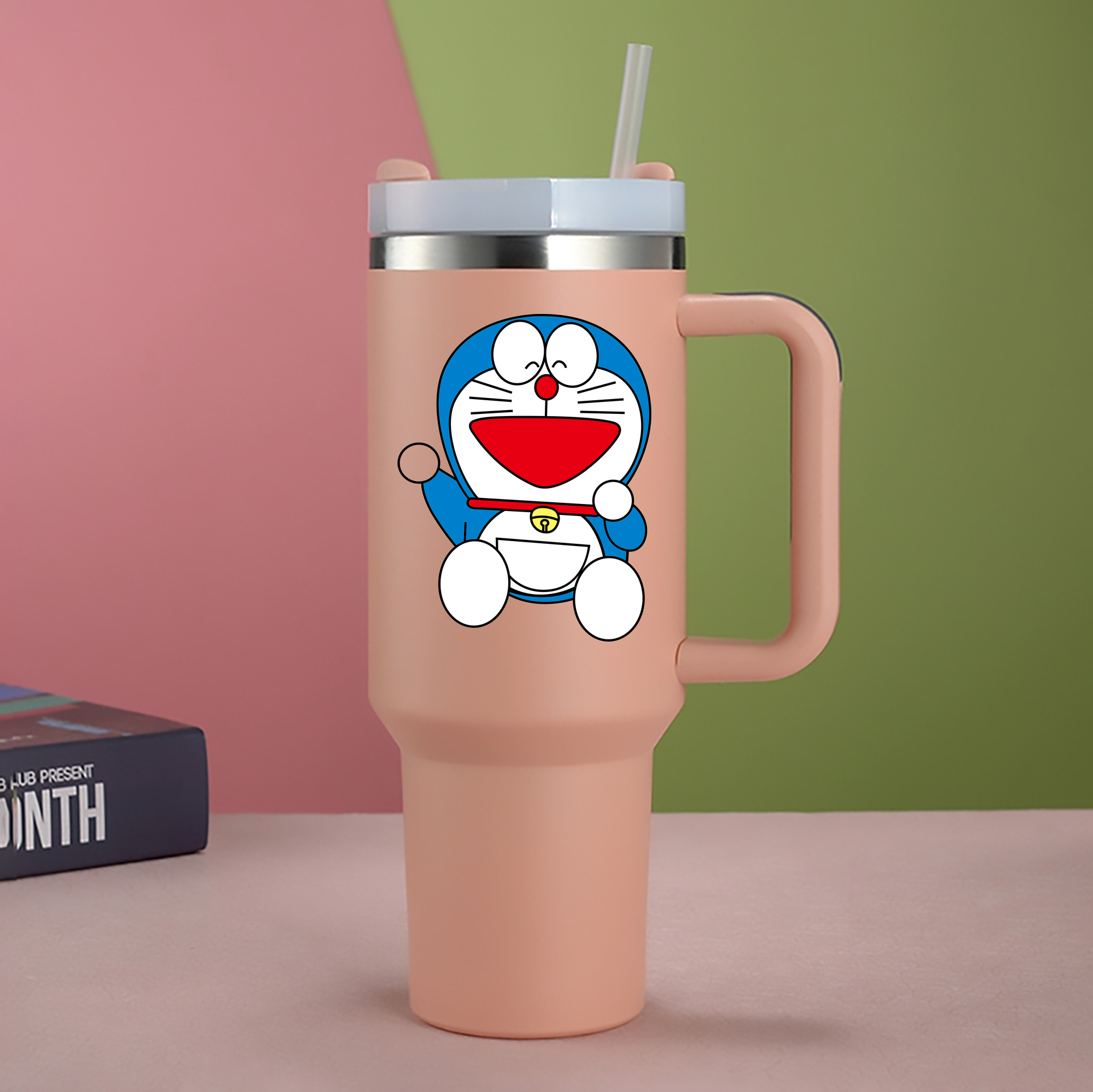 （画像用） ドラえもん Doraemon 1200mL車用タンブラー - クリスタルステッカー（プラスチックストロー付き）