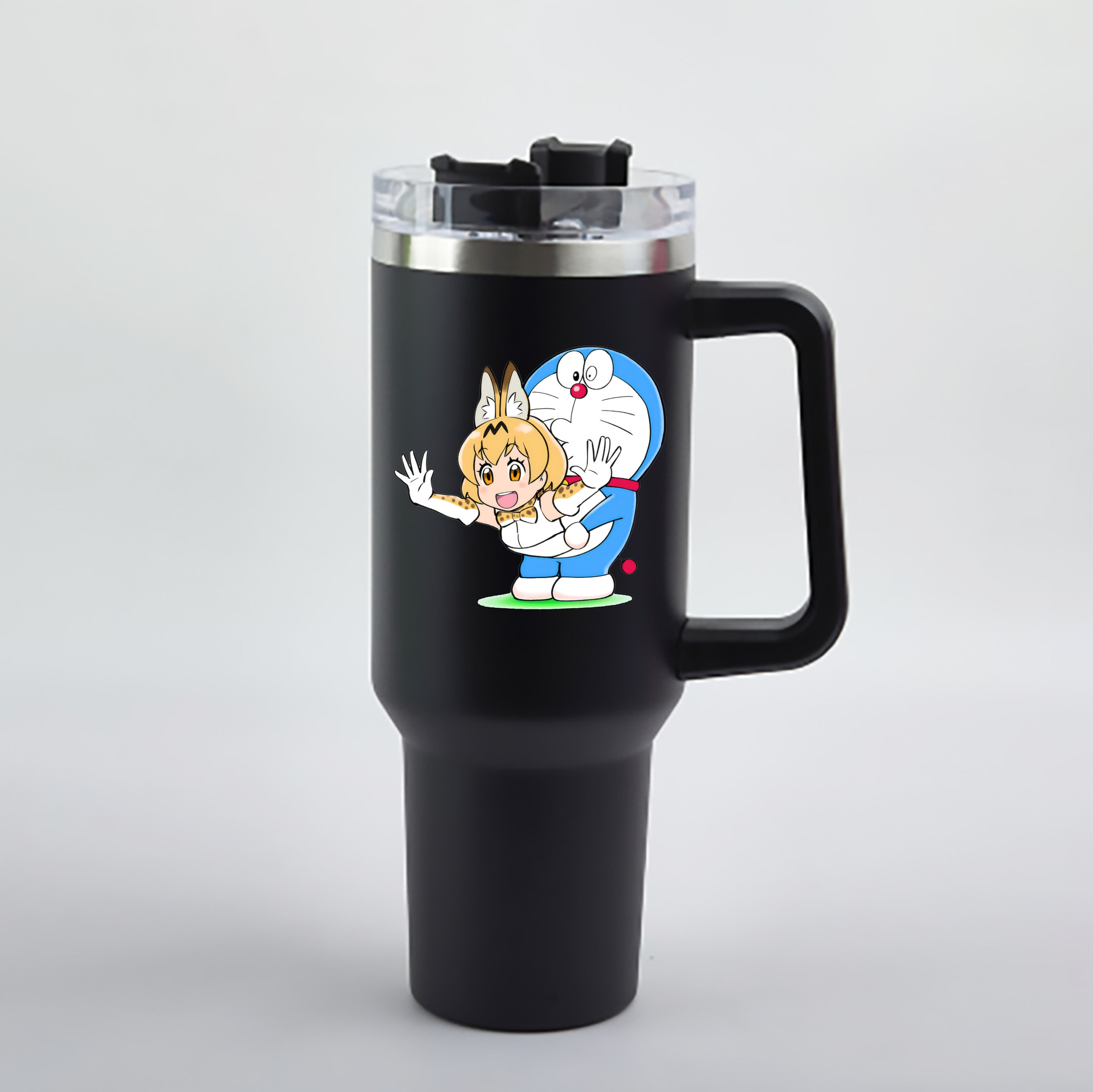 （画像用） ドラえもん Doraemon 1200mL車用タンブラー - クリスタルステッカー（プラスチックストロー付き）