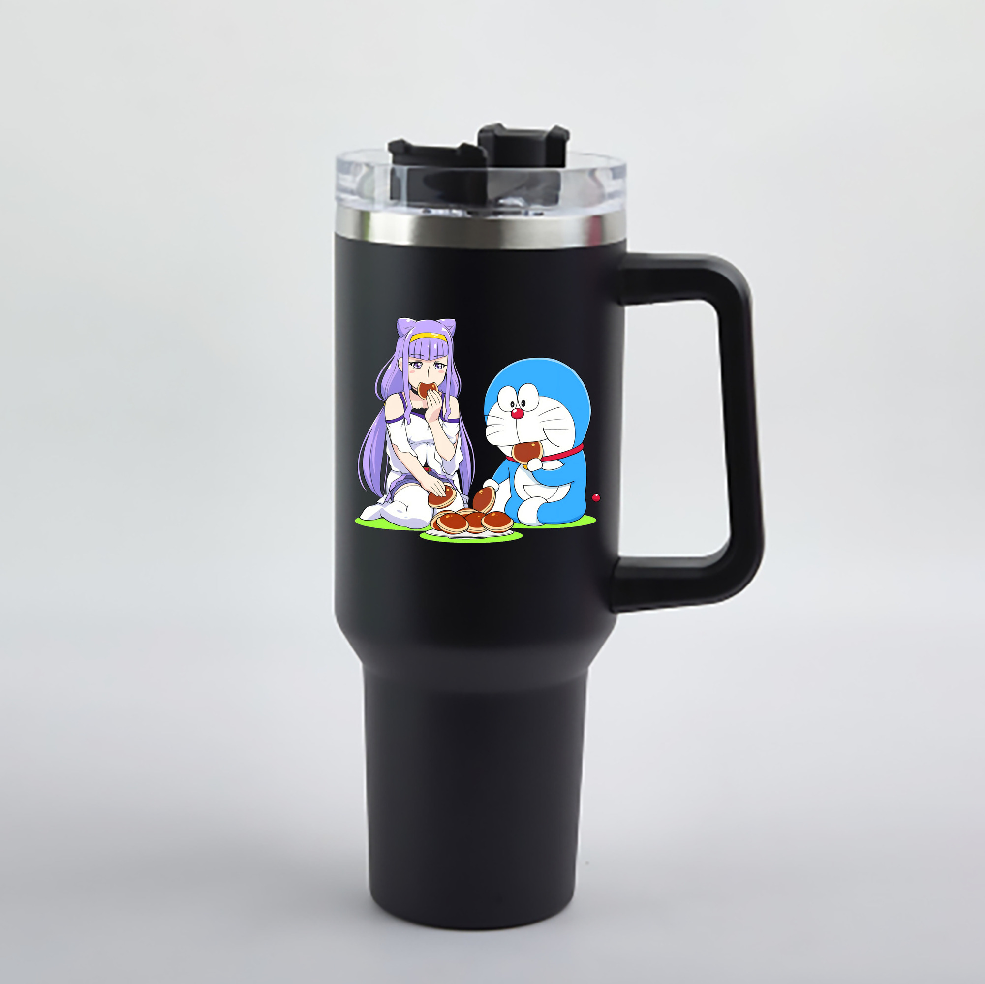 （画像用） ドラえもん Doraemon 1200mL車用タンブラー - クリスタルステッカー（プラスチックストロー付き）