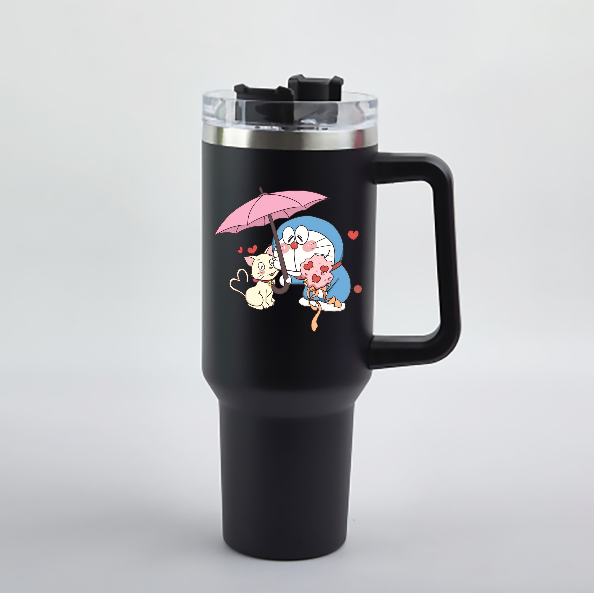 （画像用） ドラえもん Doraemon 1200mL車用タンブラー - クリスタルステッカー（プラスチックストロー付き）