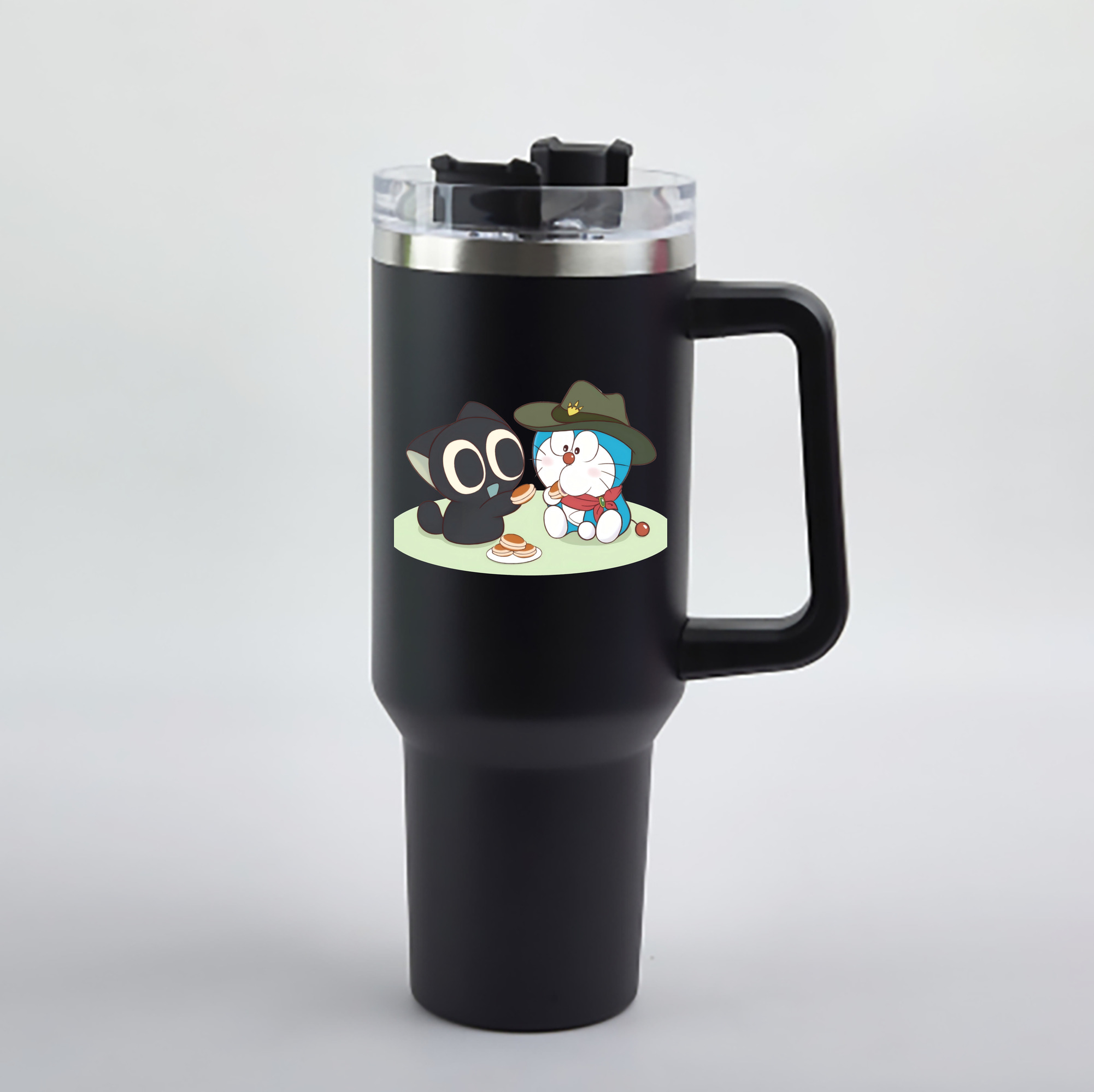 （画像用） ドラえもん Doraemon 1200mL車用タンブラー - クリスタルステッカー（プラスチックストロー付き）