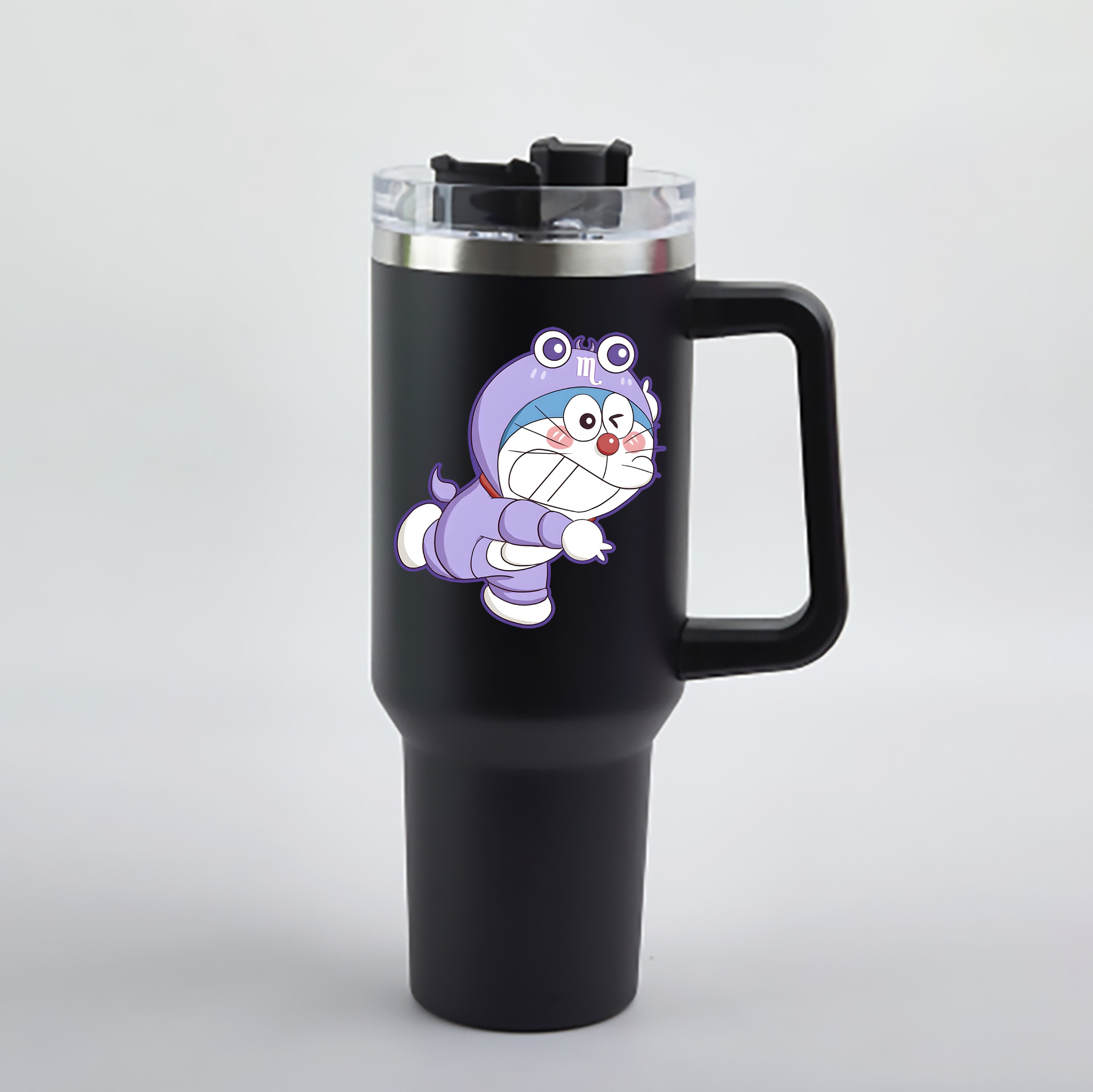 （画像用） ドラえもん Doraemon 1200mL車用タンブラー - クリスタルステッカー（プラスチックストロー付き）