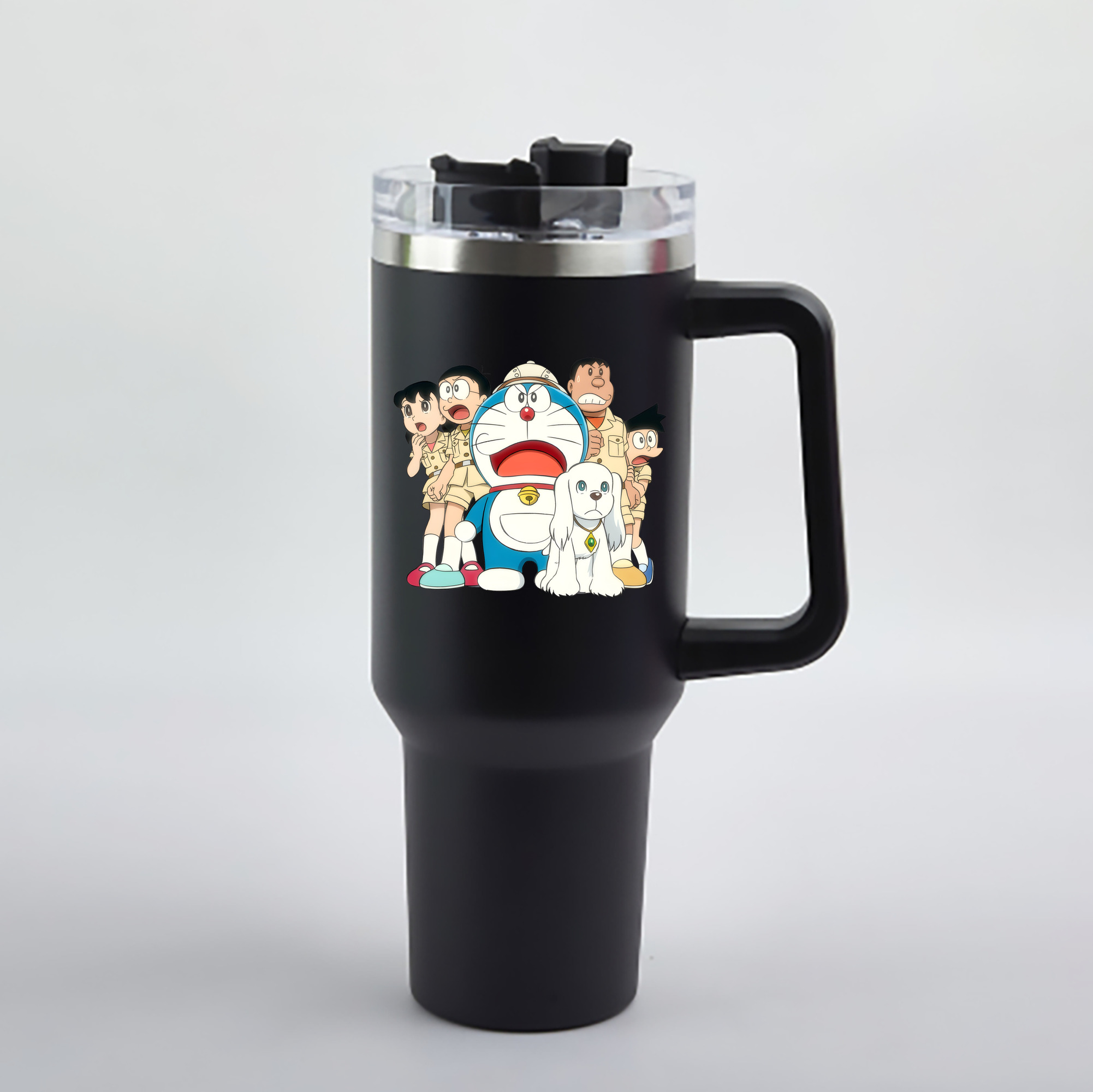 （画像用） ドラえもん Doraemon 1200mL車用タンブラー - クリスタルステッカー（プラスチックストロー付き）