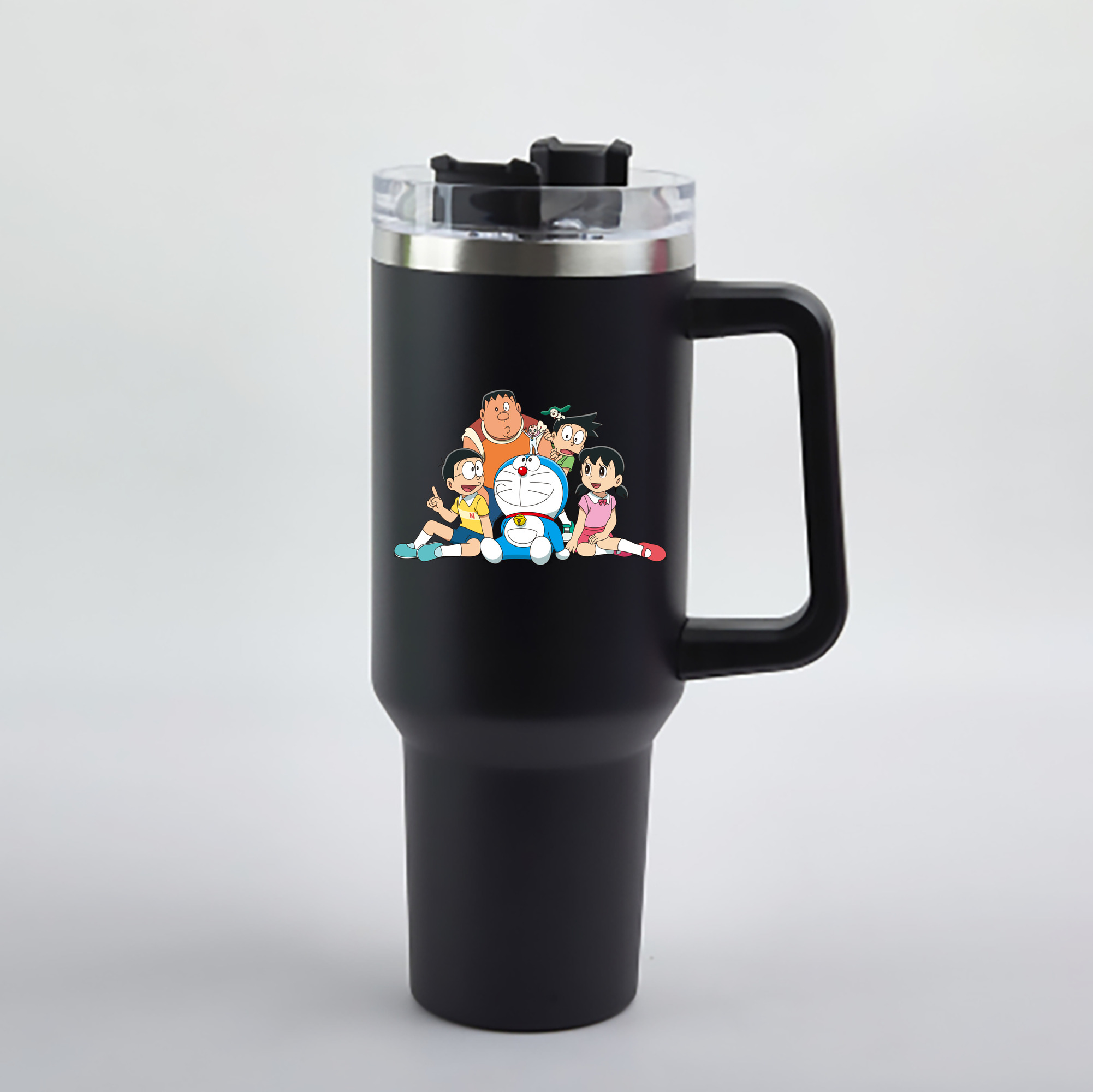 （画像用） ドラえもん Doraemon 1200mL車用タンブラー - クリスタルステッカー（プラスチックストロー付き）