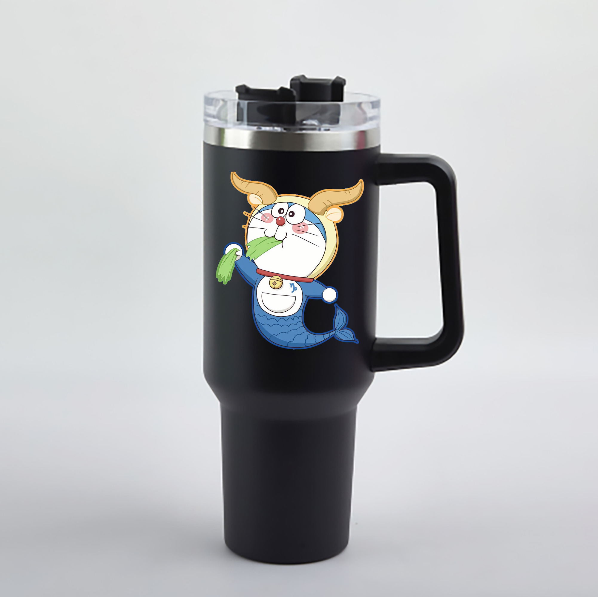 （画像用） ドラえもん Doraemon 1200mL車用タンブラー - クリスタルステッカー（プラスチックストロー付き）