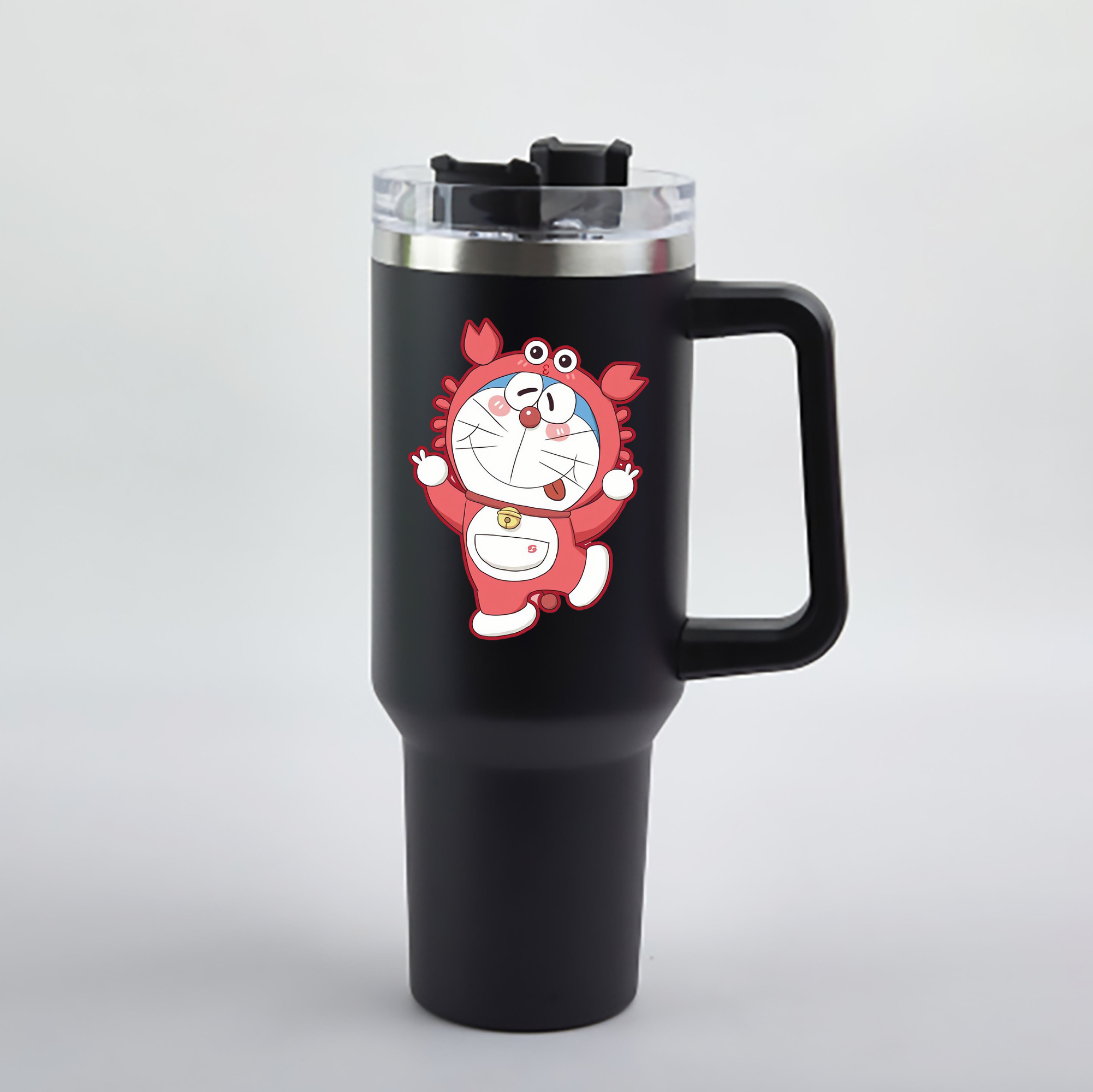 （画像用） ドラえもん Doraemon 1200mL車用タンブラー - クリスタルステッカー（プラスチックストロー付き）