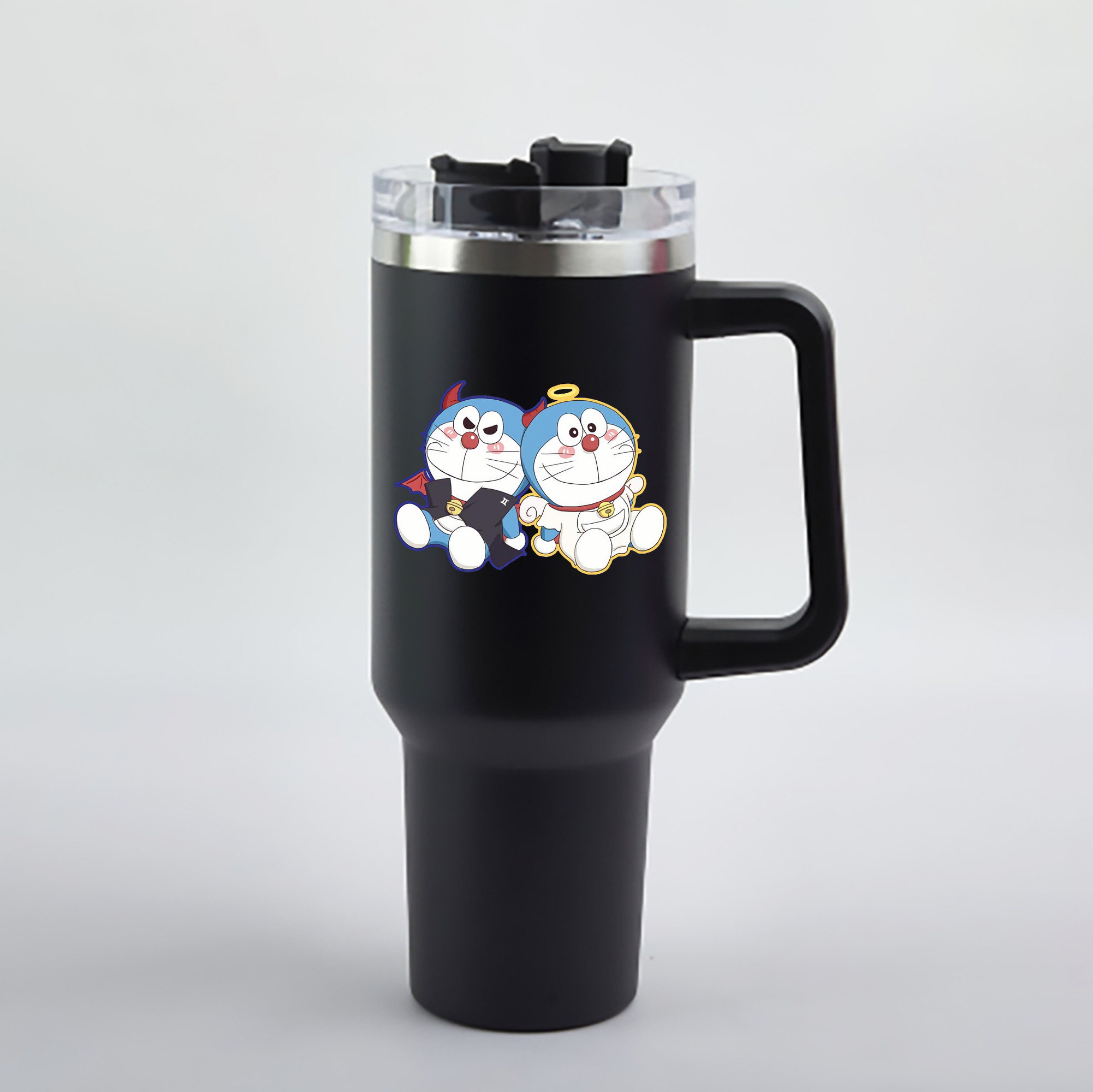 （画像用） ドラえもん Doraemon 1200mL車用タンブラー - クリスタルステッカー（プラスチックストロー付き）