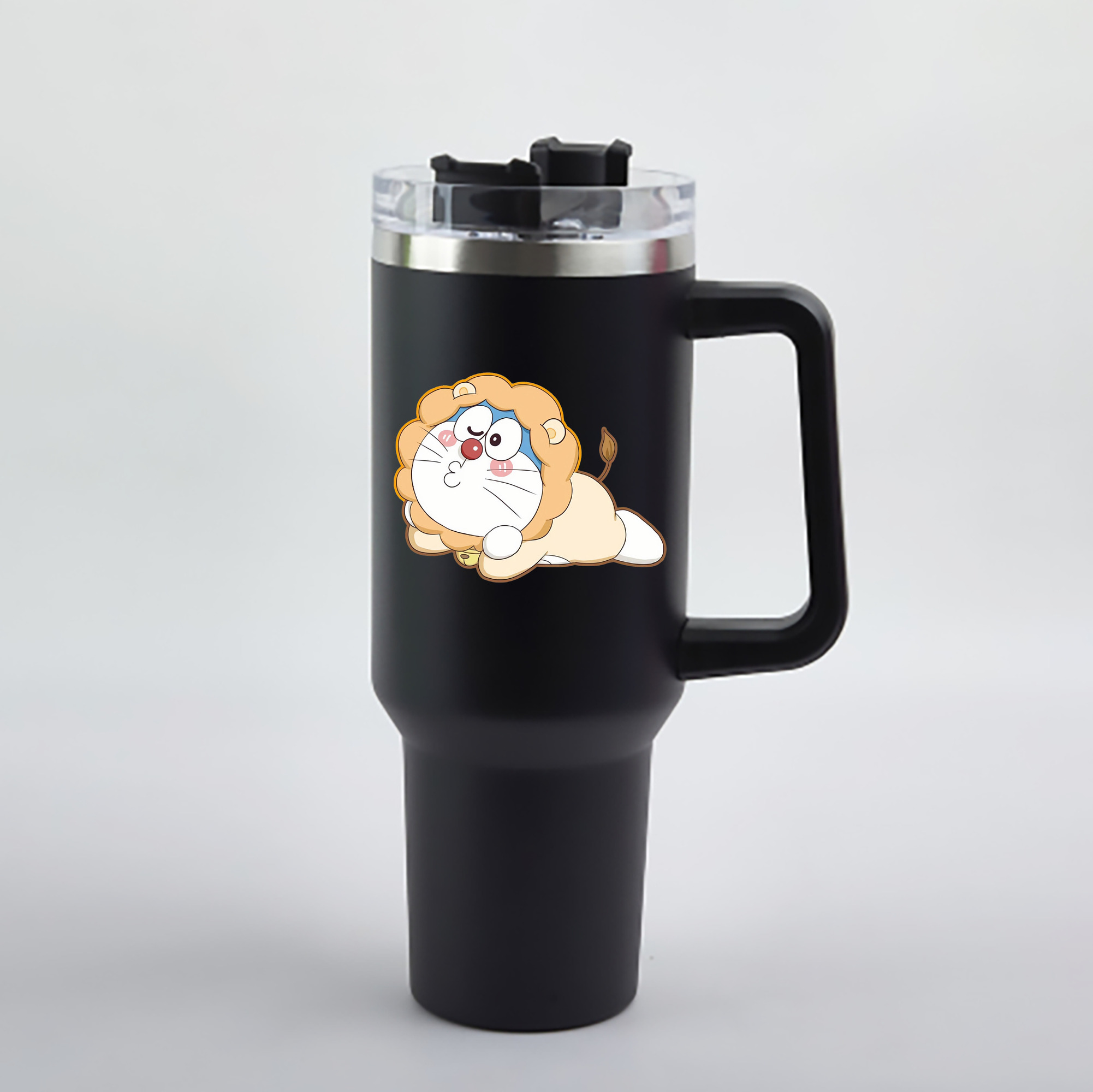 （画像用） ドラえもん Doraemon 1200mL車用タンブラー - クリスタルステッカー（プラスチックストロー付き）
