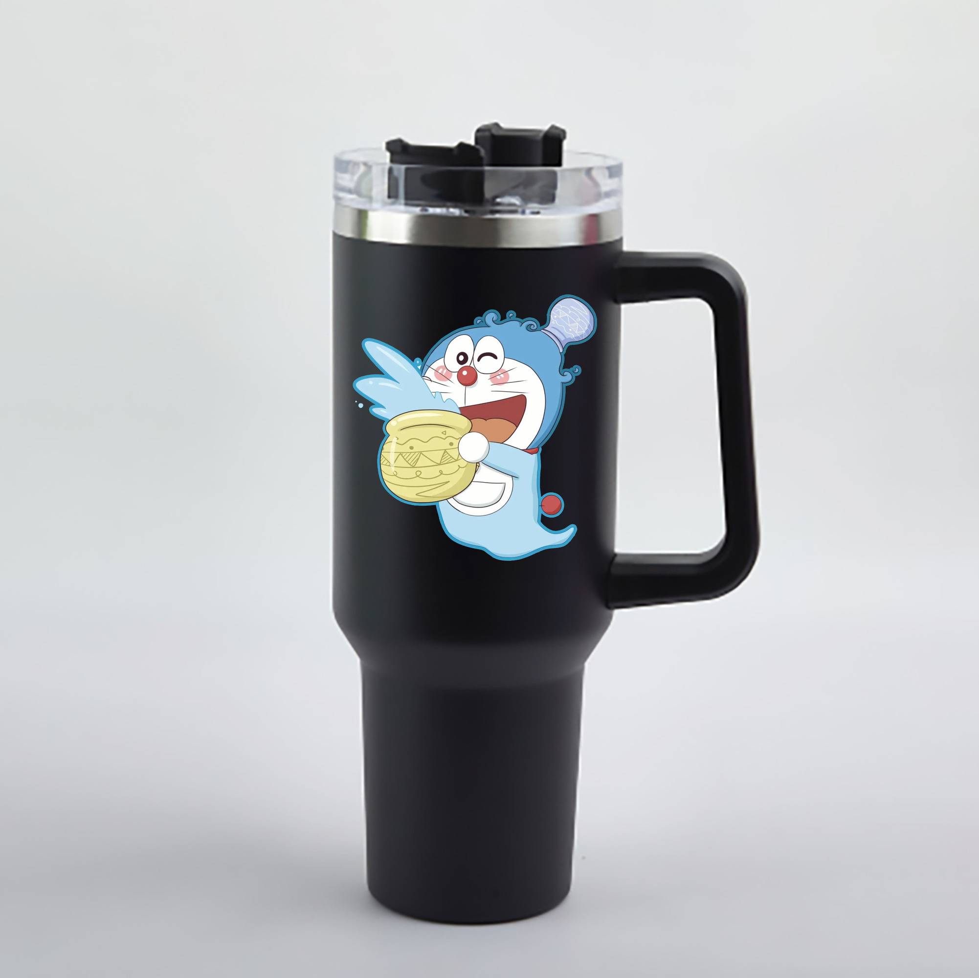 （画像用） ドラえもん Doraemon 1200mL車用タンブラー - クリスタルステッカー（プラスチックストロー付き）