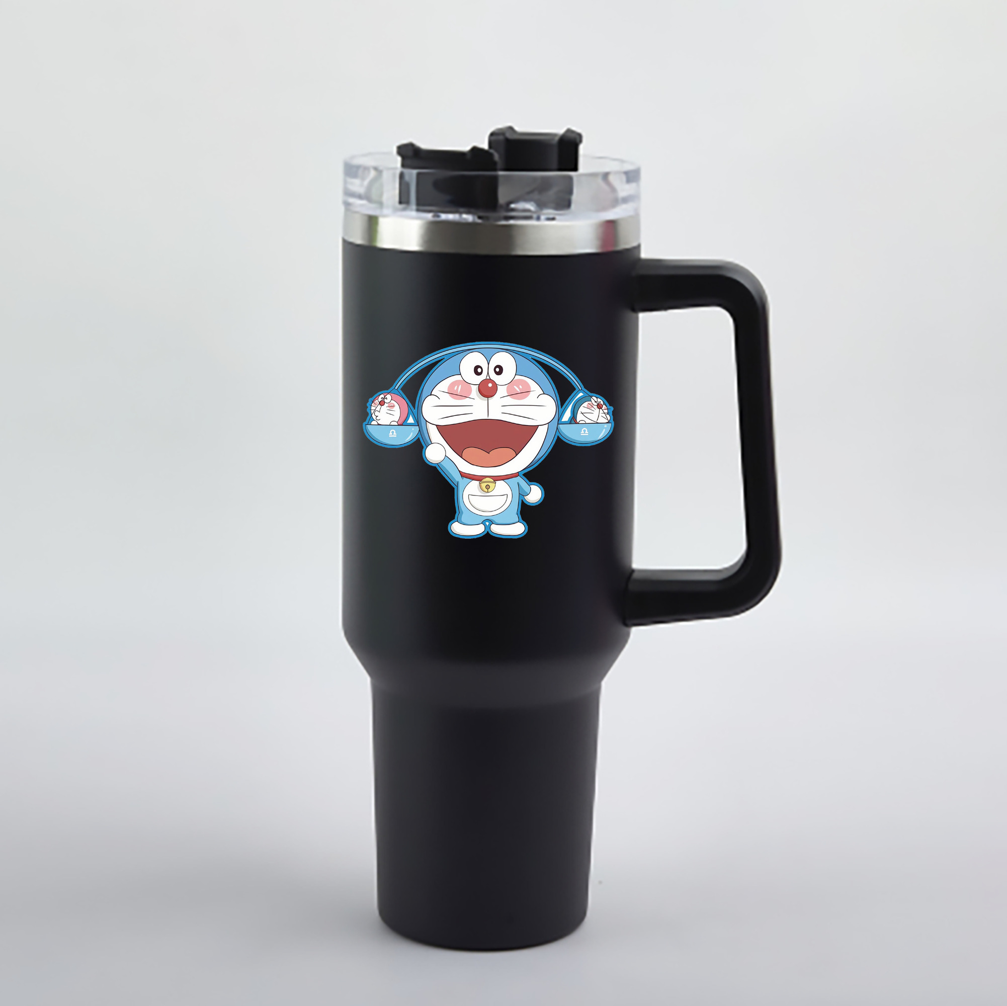 （画像用） ドラえもん Doraemon 1200mL車用タンブラー - クリスタルステッカー（プラスチックストロー付き）