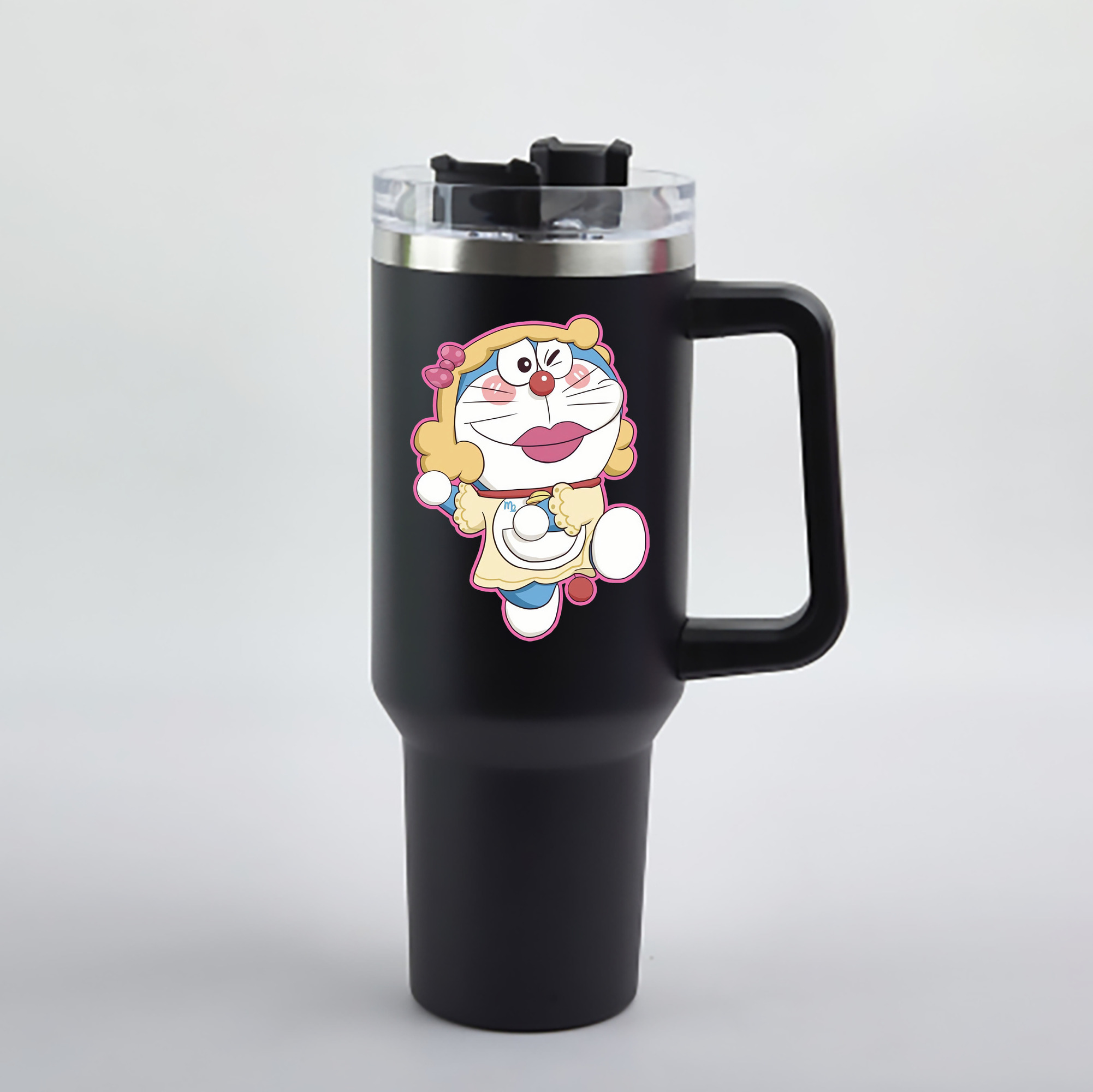 （画像用） ドラえもん Doraemon 1200mL車用タンブラー - クリスタルステッカー（プラスチックストロー付き）